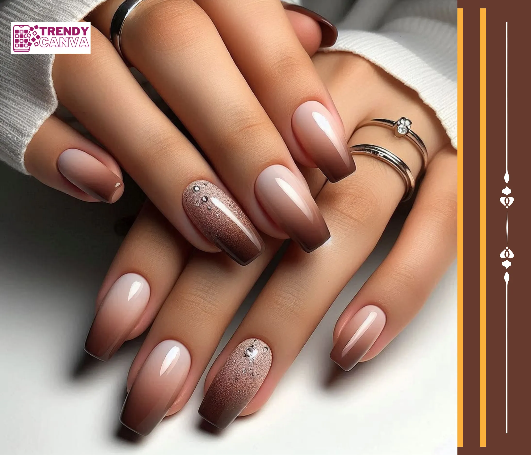 Reverse Brown Ombre Nails