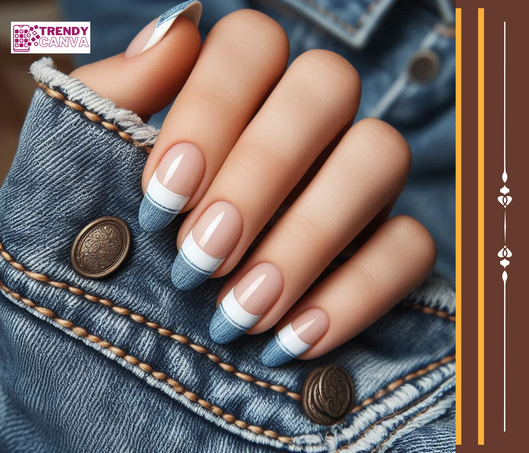 French Twist with Denim Flair Nails