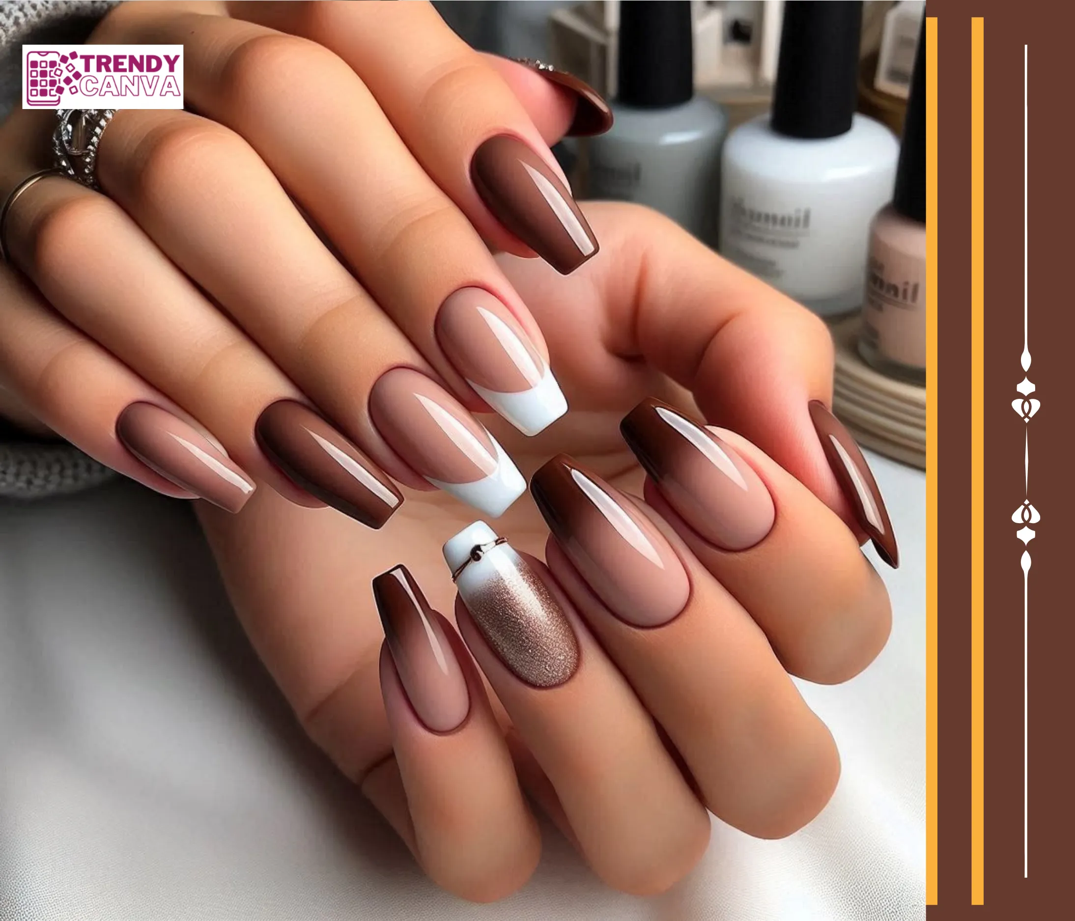 Reverse Brown Ombre Nails