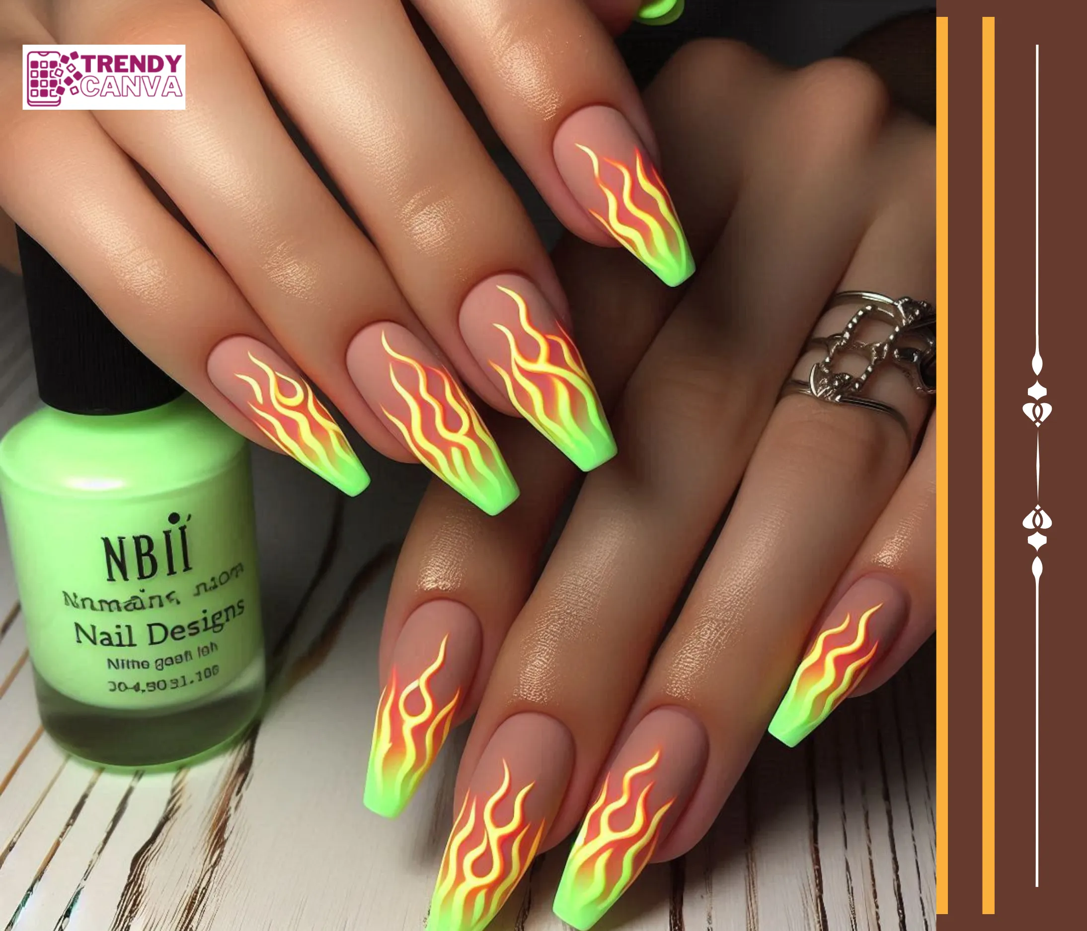 Neon Flames Nail Designs