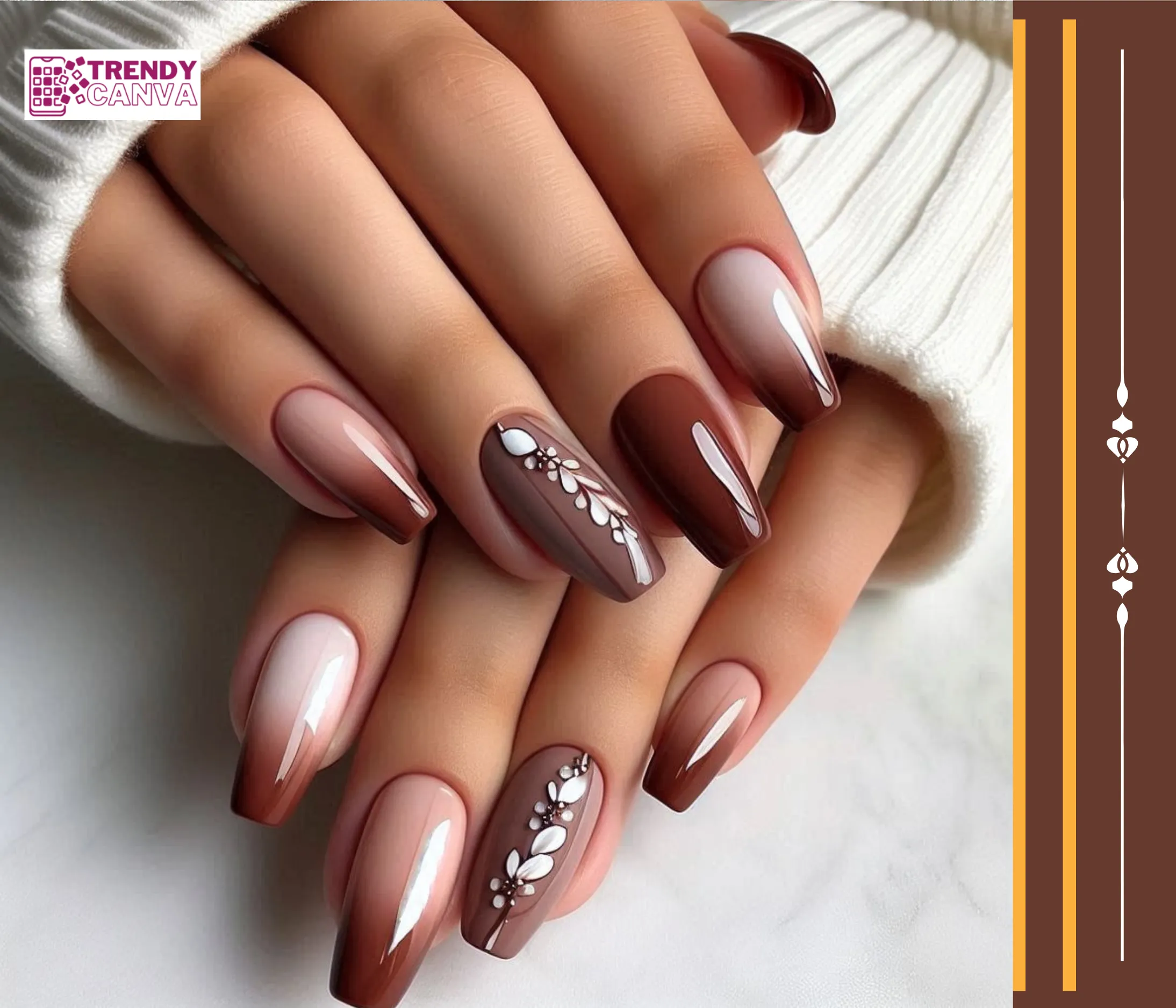 Reverse Brown Ombre Nails