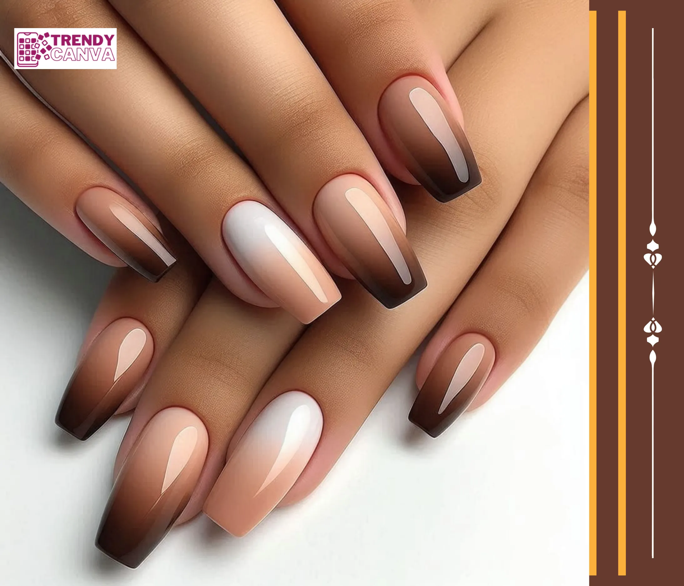 Reverse Brown Ombre Nails