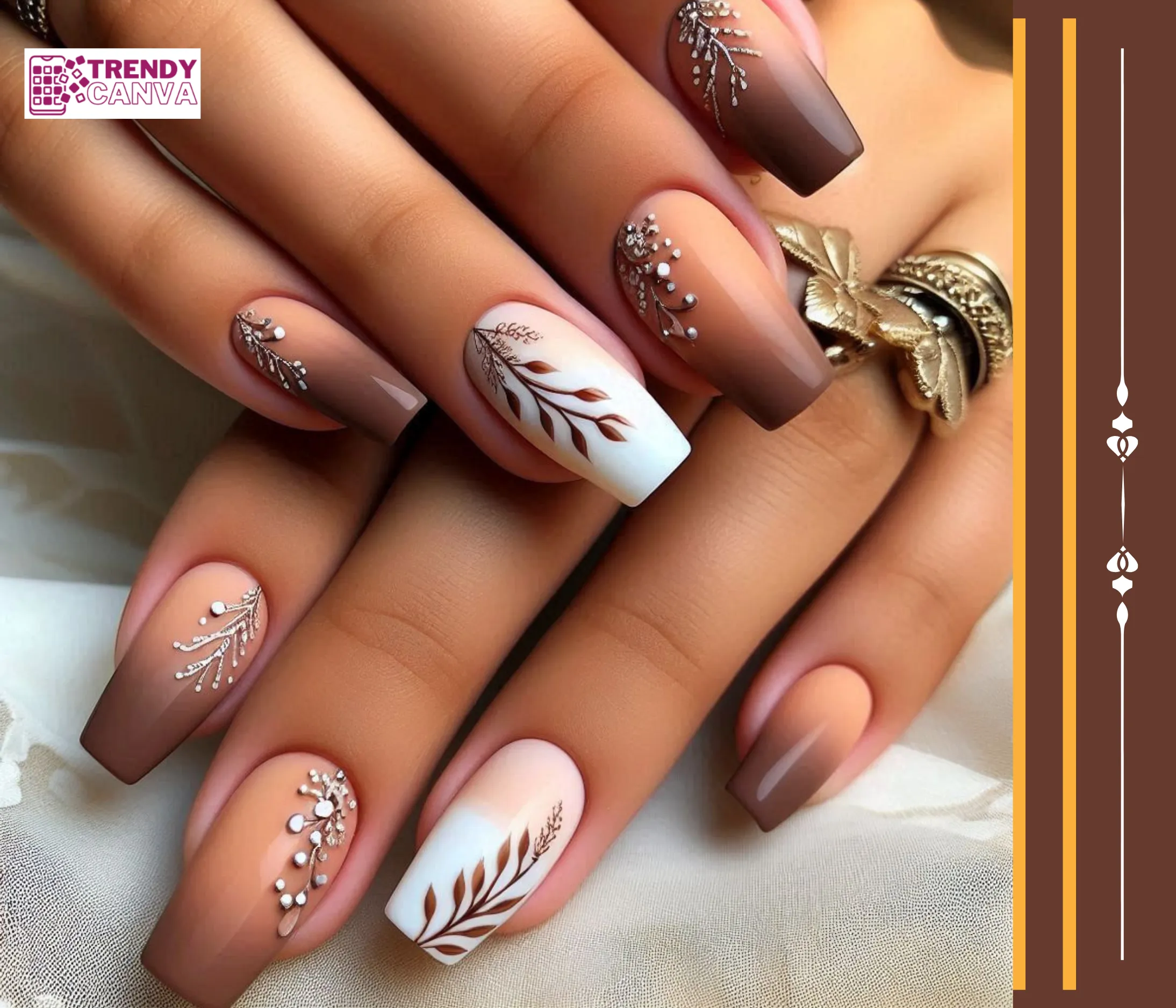 Reverse Brown Ombre Nails