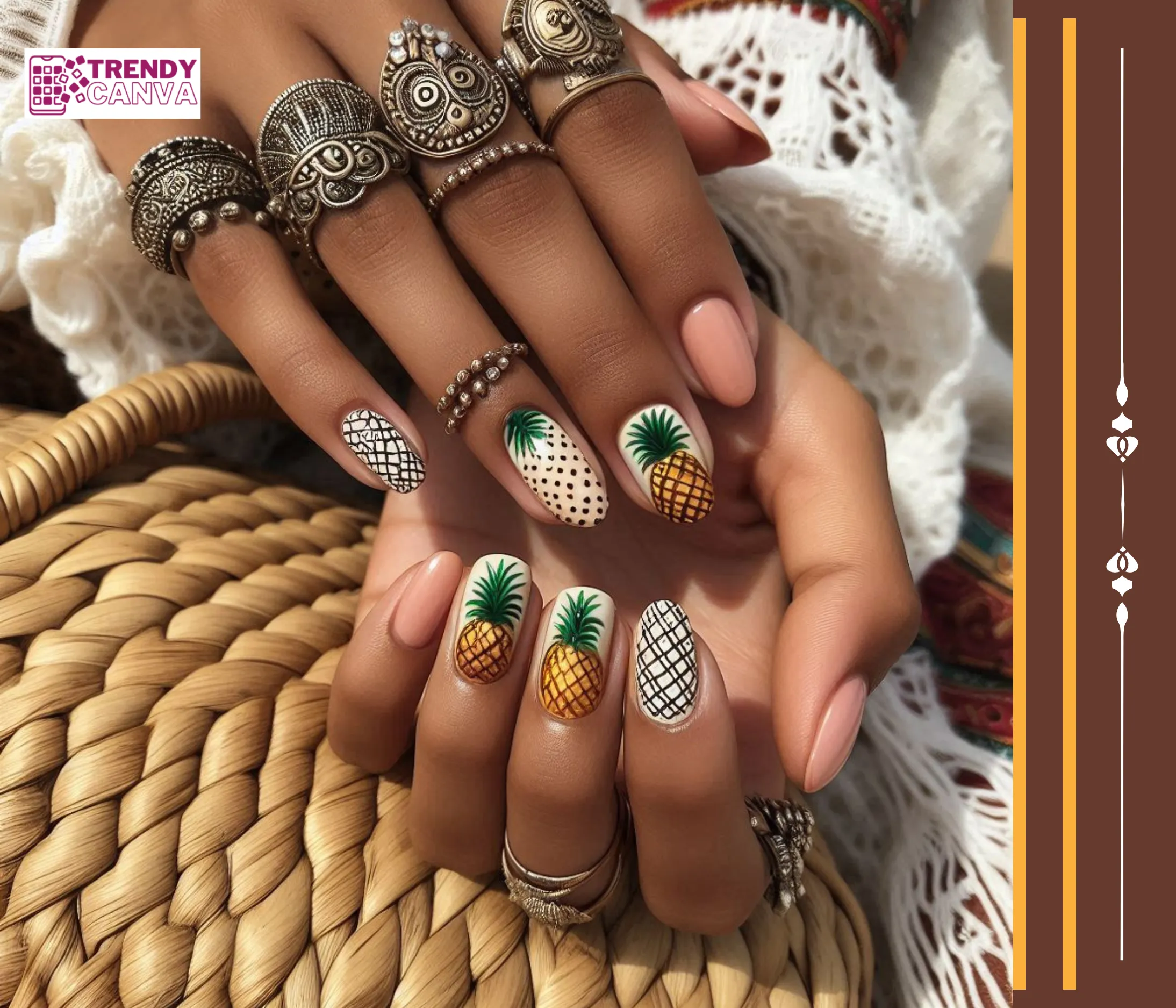 Mismatched Pineapple Paradise Nail Designs