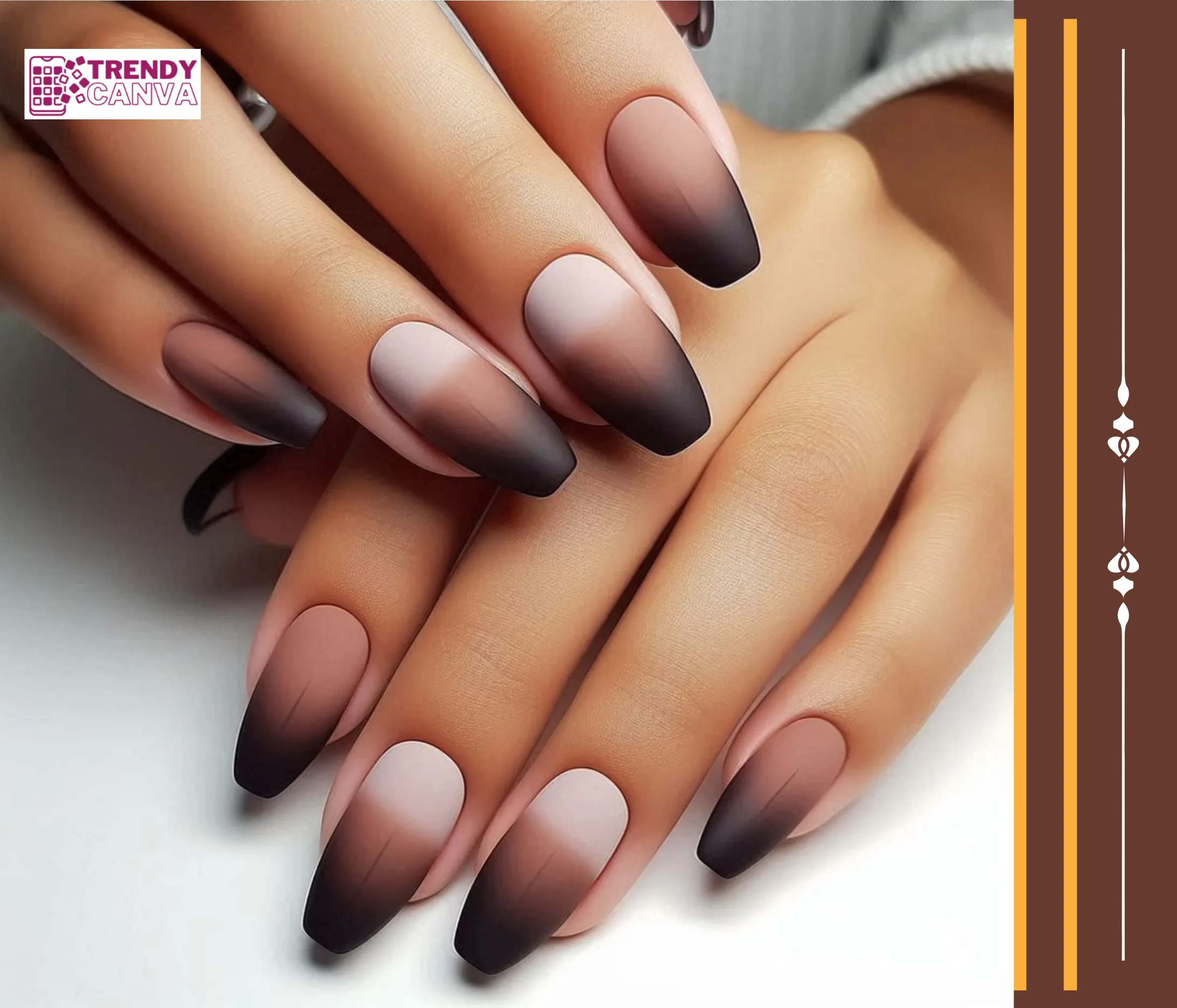 Matte Brown Ombre Nails