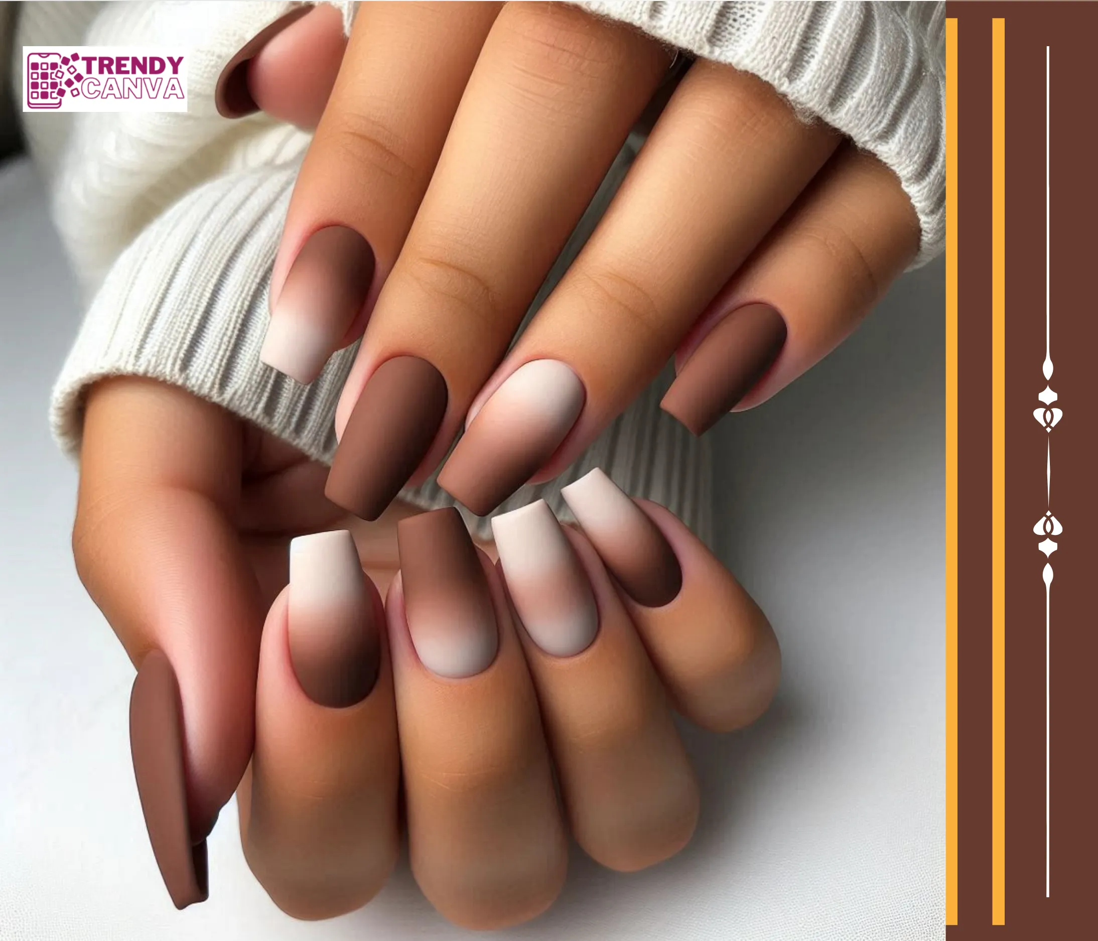 Matte Brown Ombre Nails