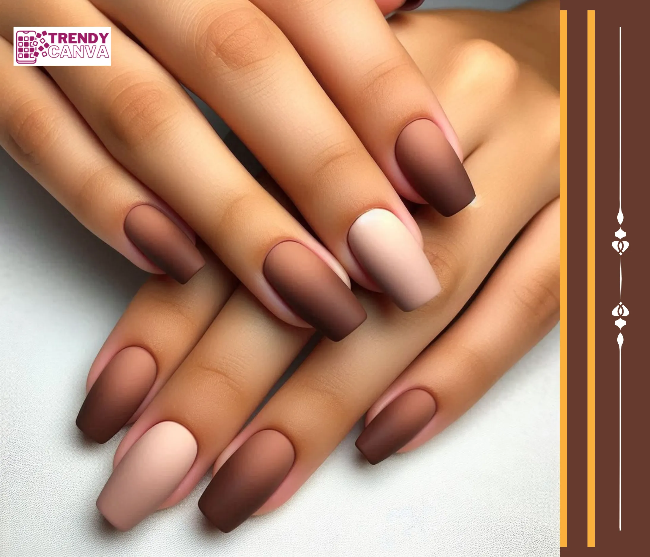 Matte Brown Ombre Nails