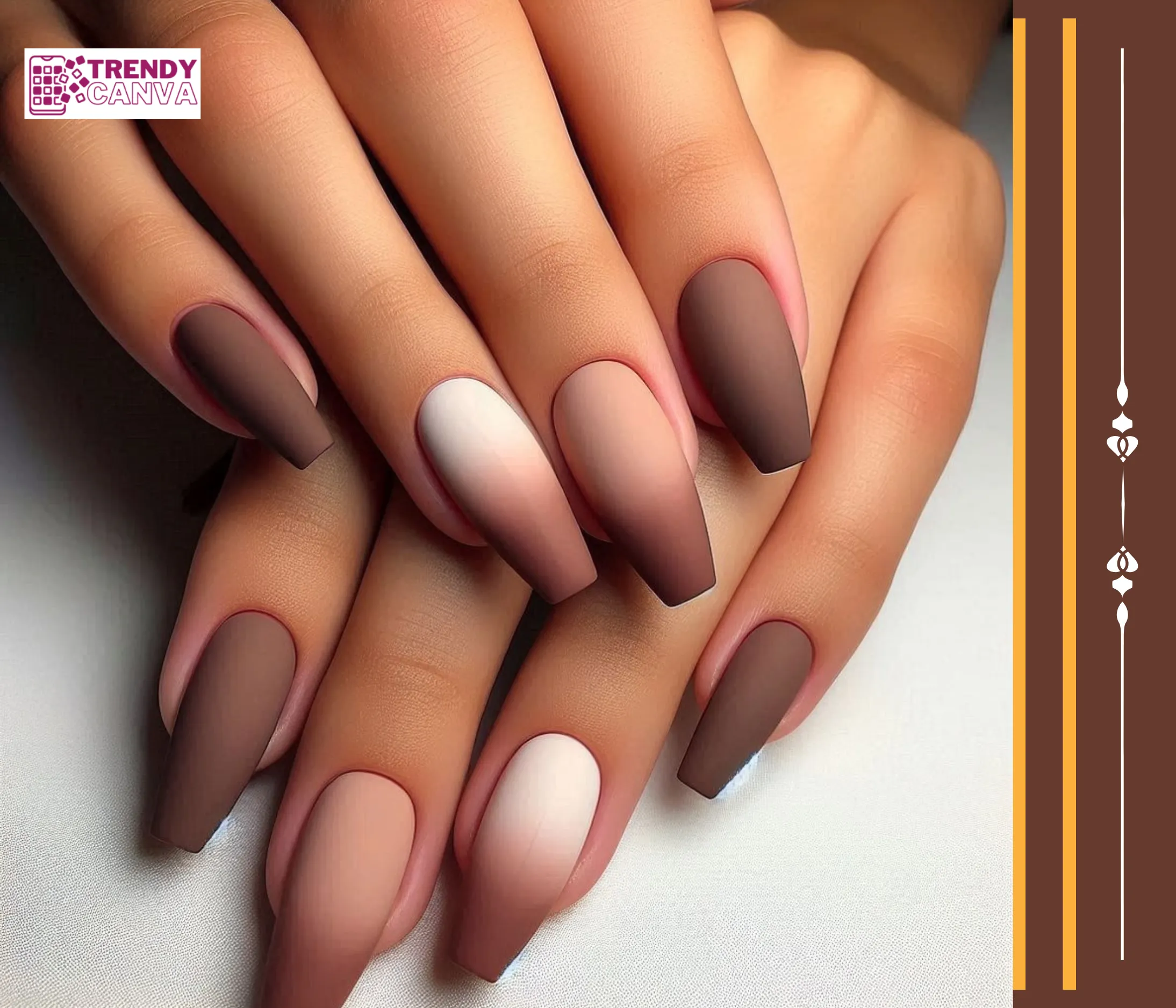 Matte Brown Ombre Nails