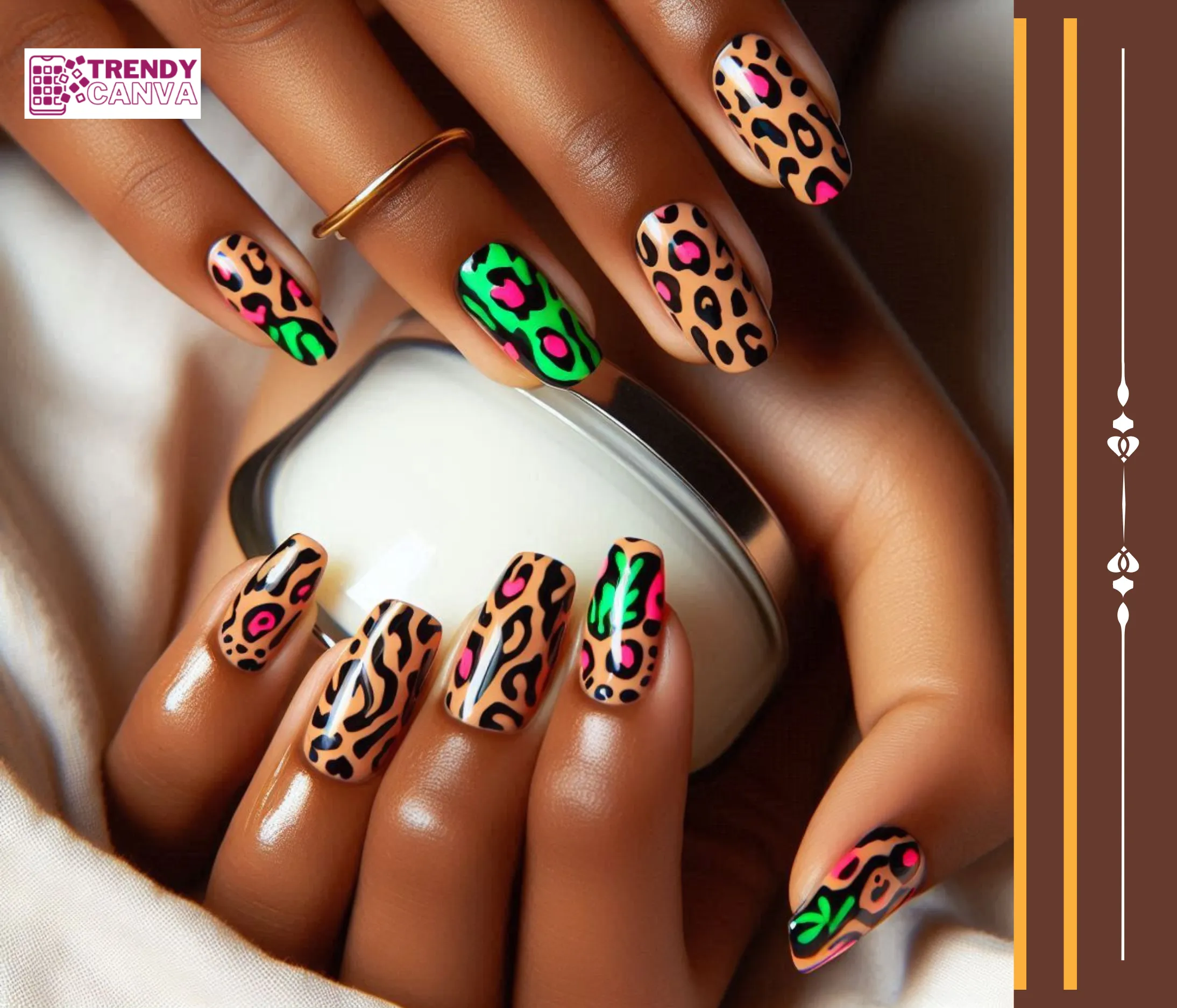 Neon Animal Print Nail Designs