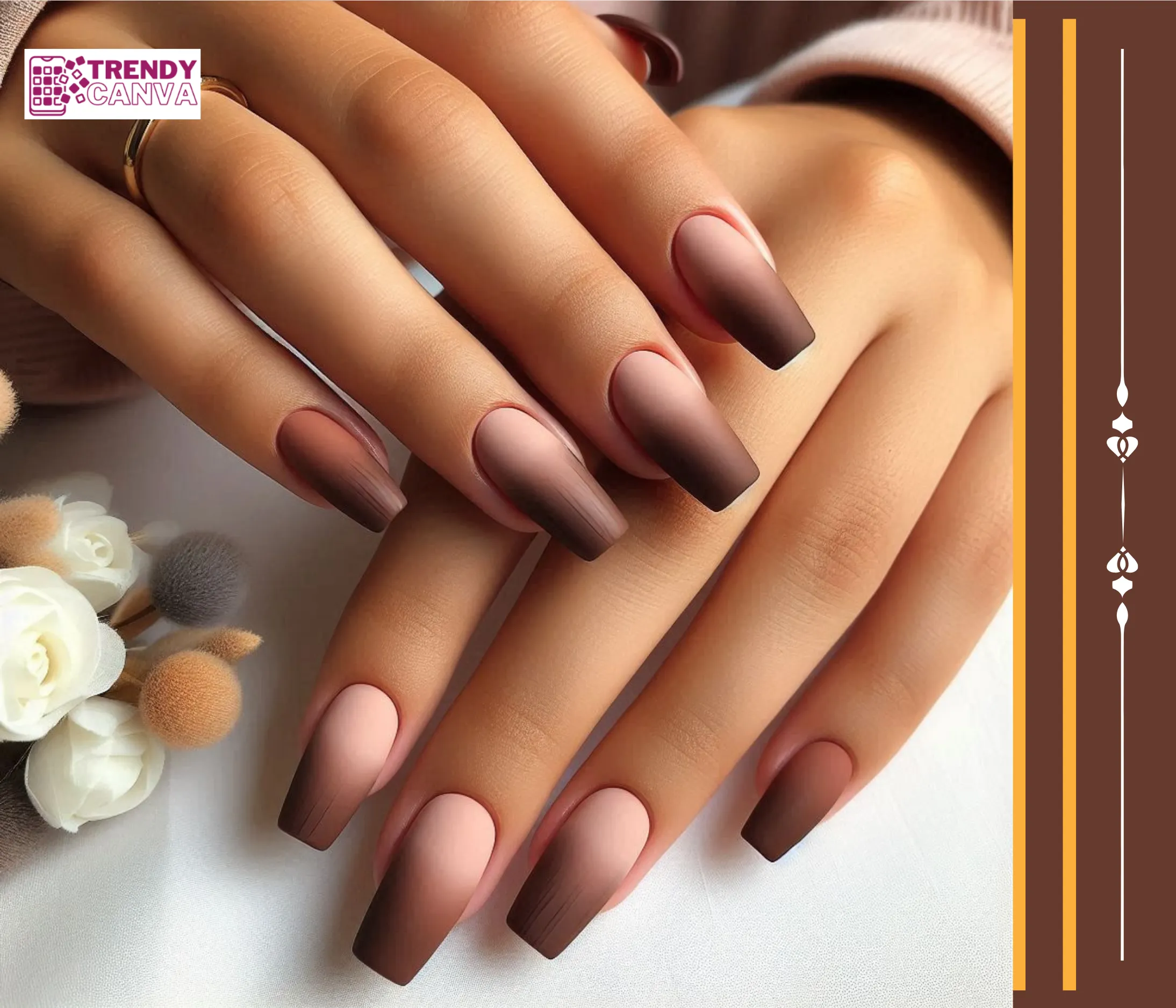 Matte Brown Ombre Nails