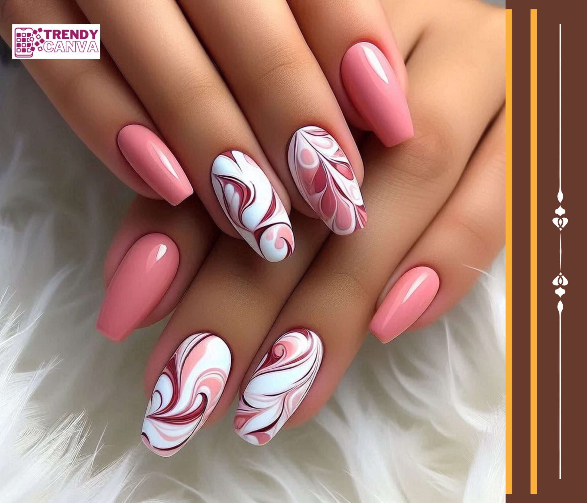 Pink and White Marble Nail Designs
