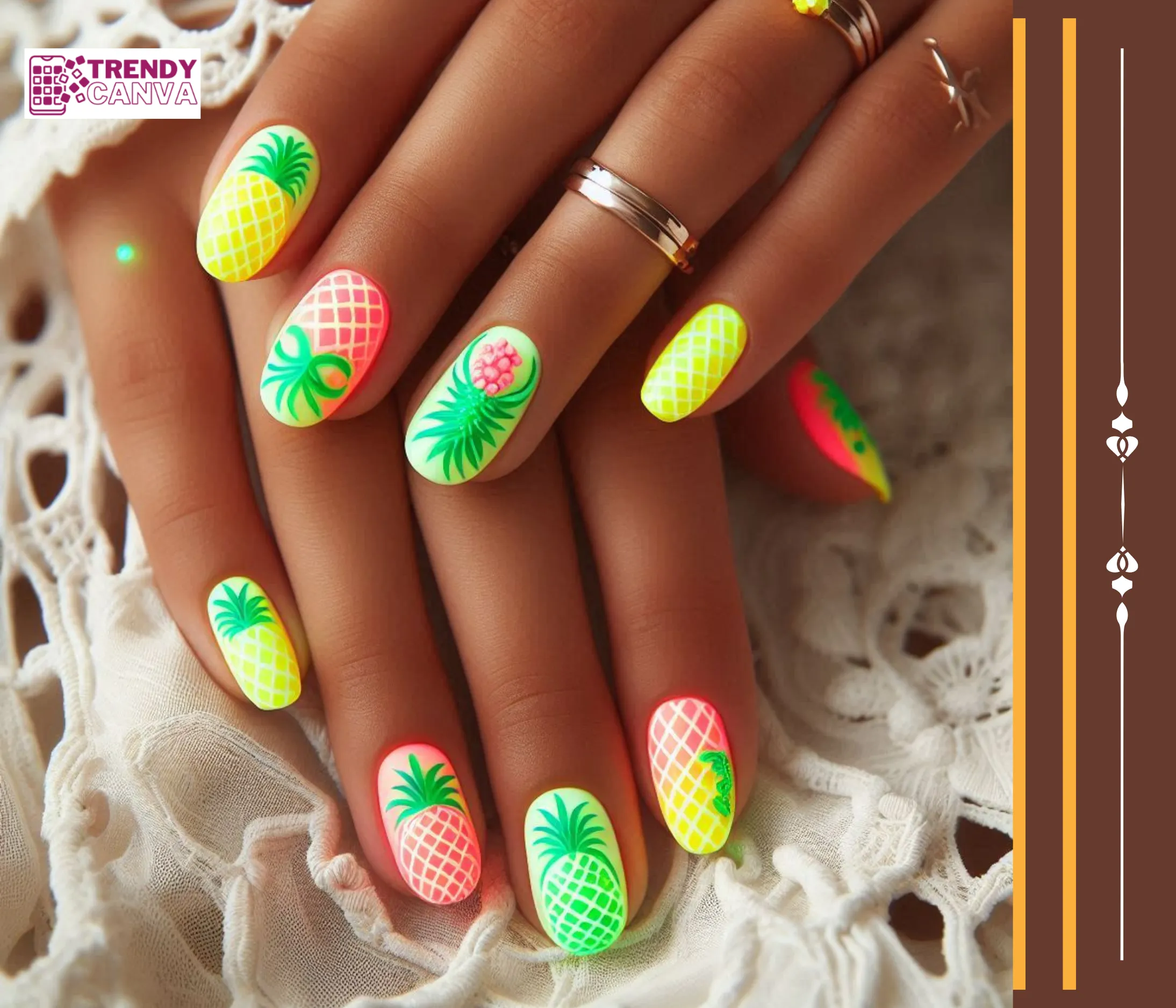 Neon Pineapple Nail Designs