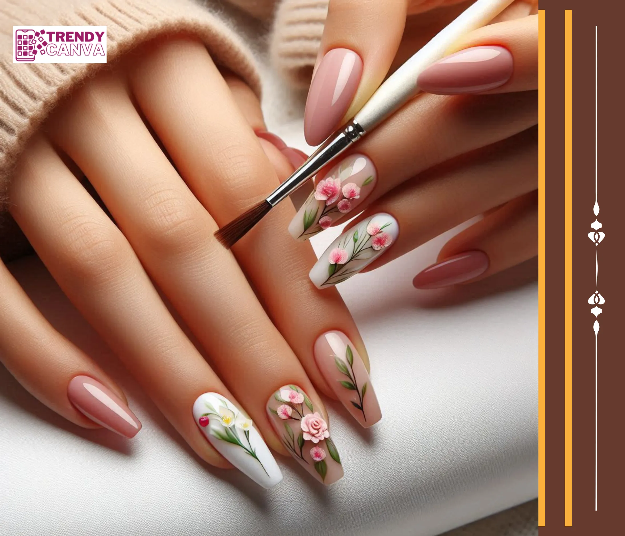Brown Ombre with Nail Art