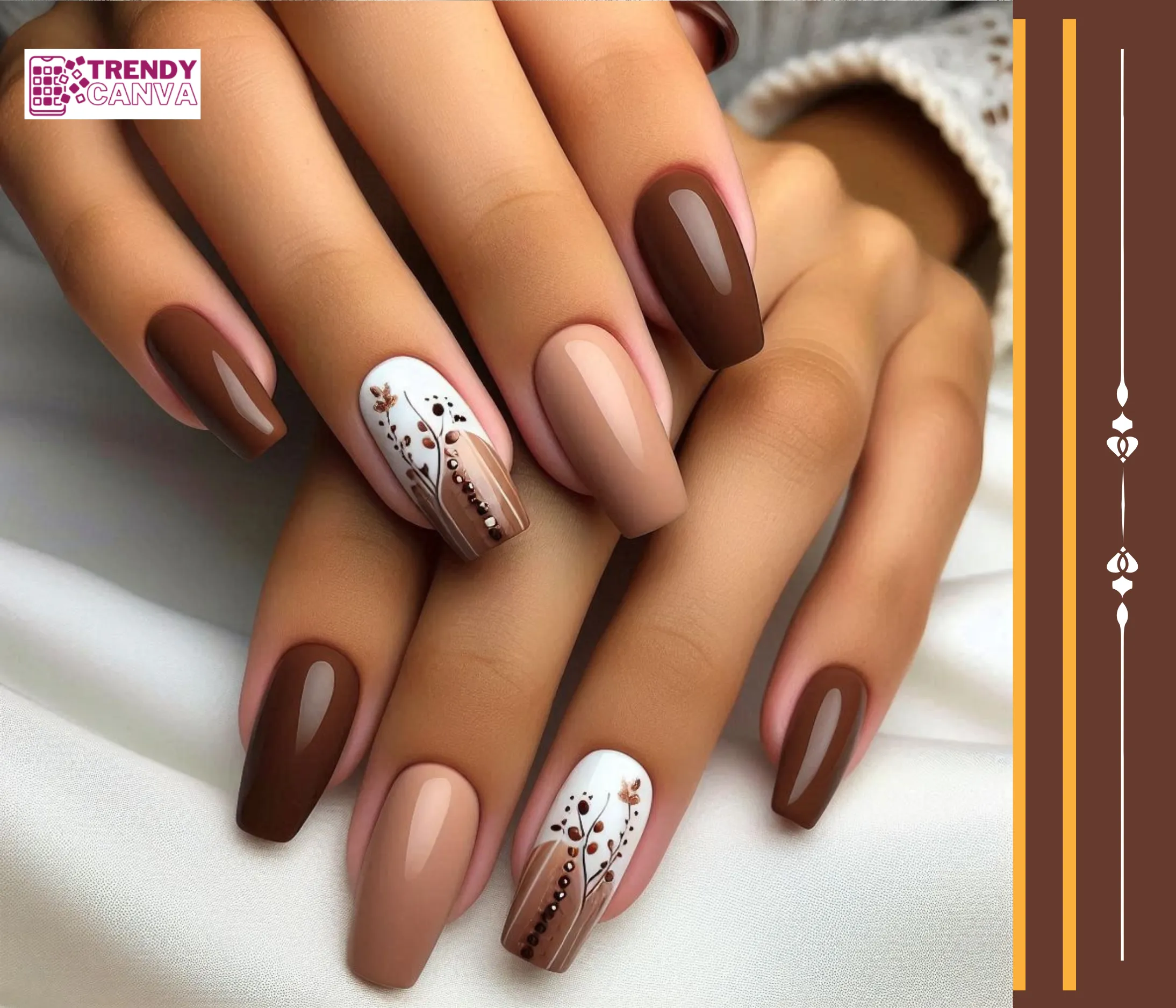 Brown Ombre with Nail Art