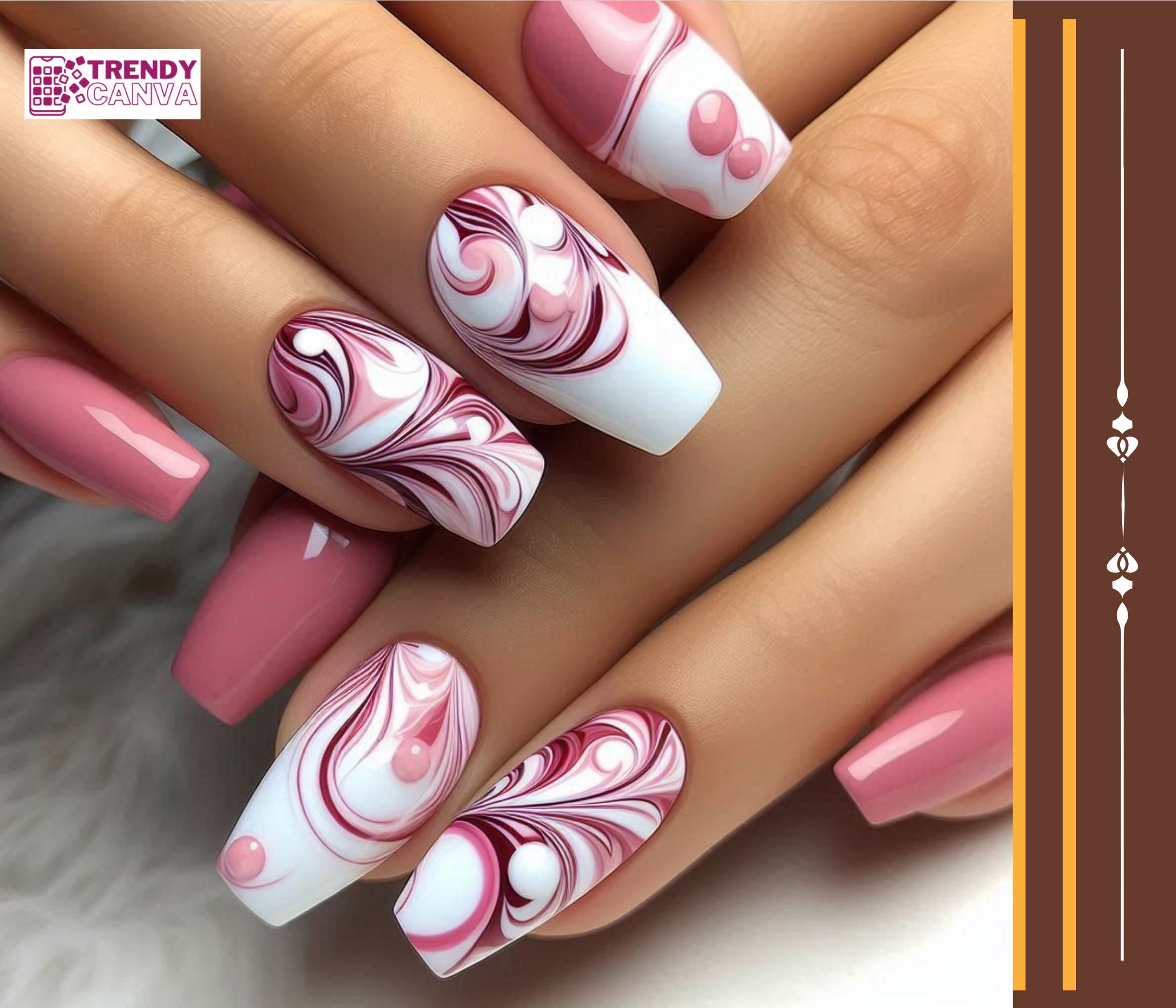 Pink and White Marble Nail Designs