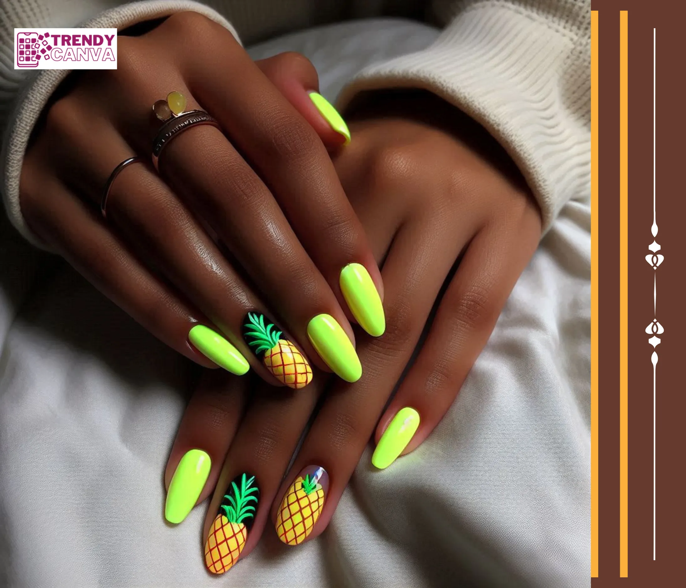 Neon Pineapple Nail Designs