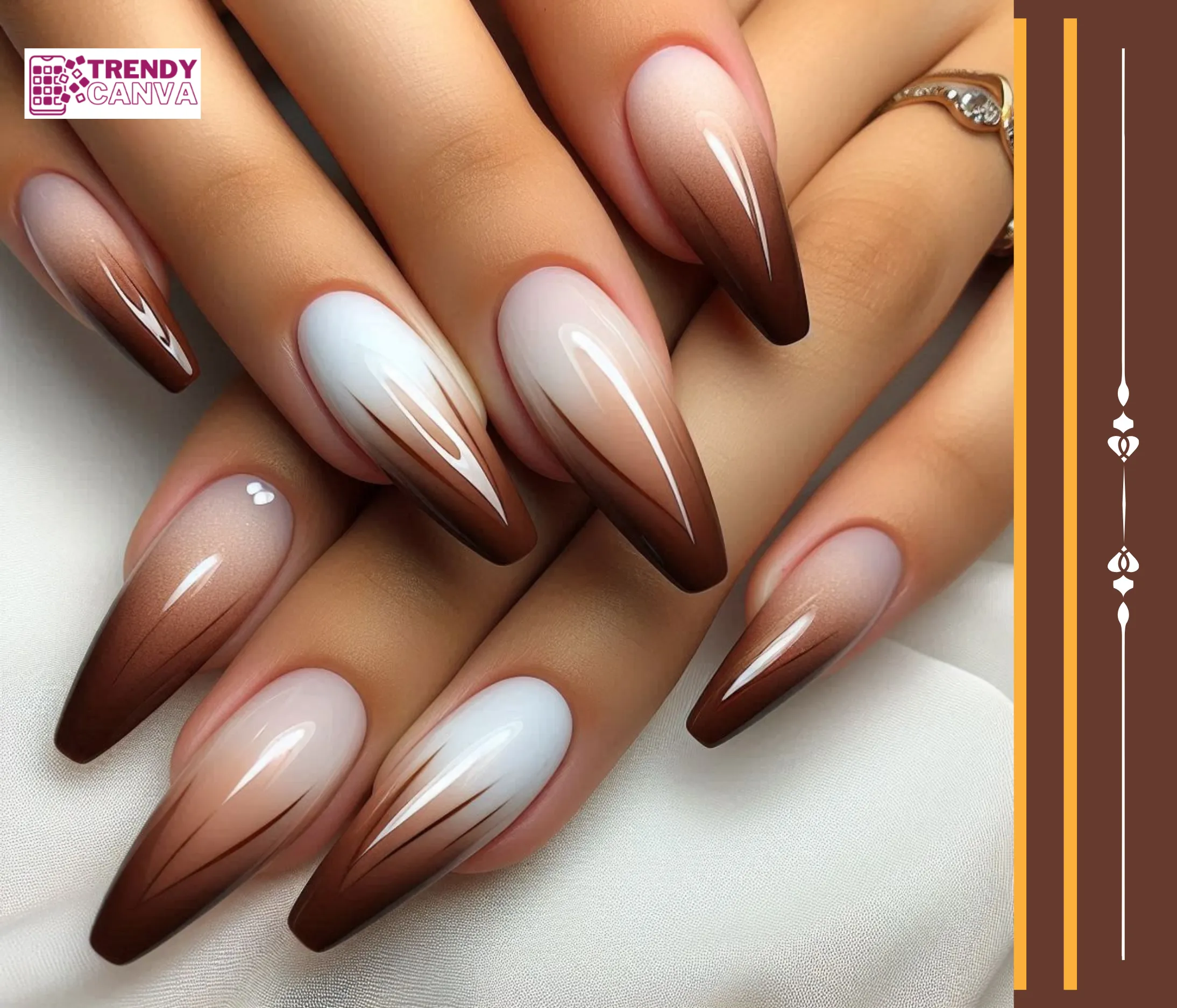 Brown Ombre with Nail Art