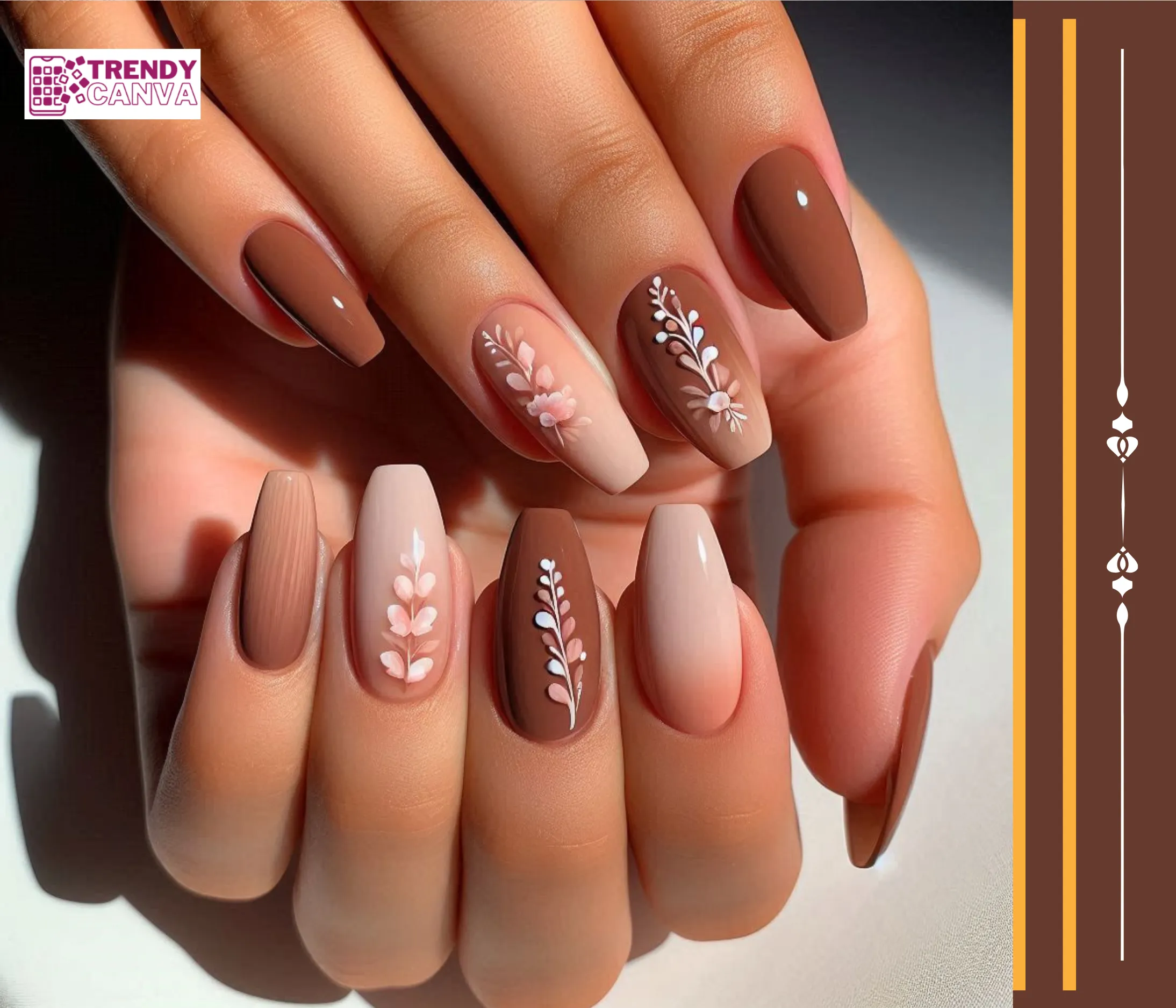 Brown Ombre with Nail Art