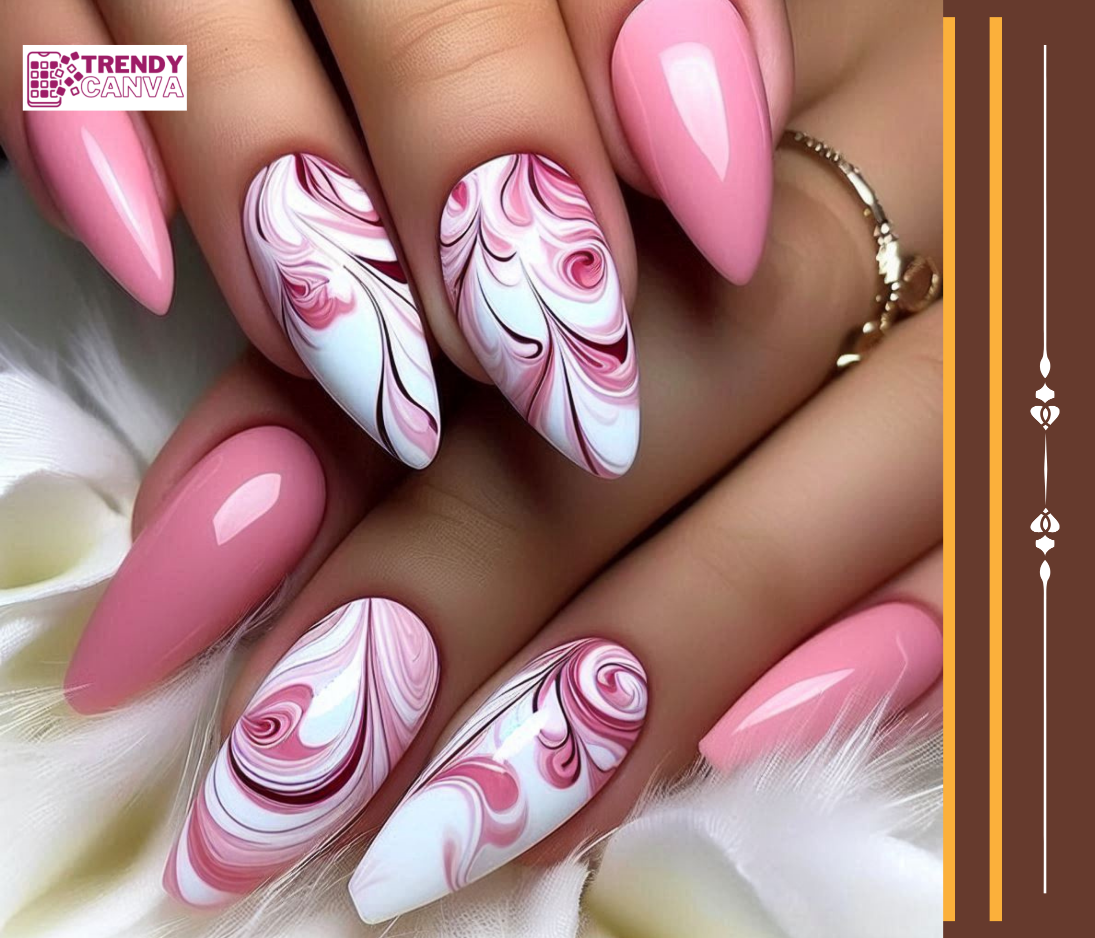 Pink and White Marble Nail Designs