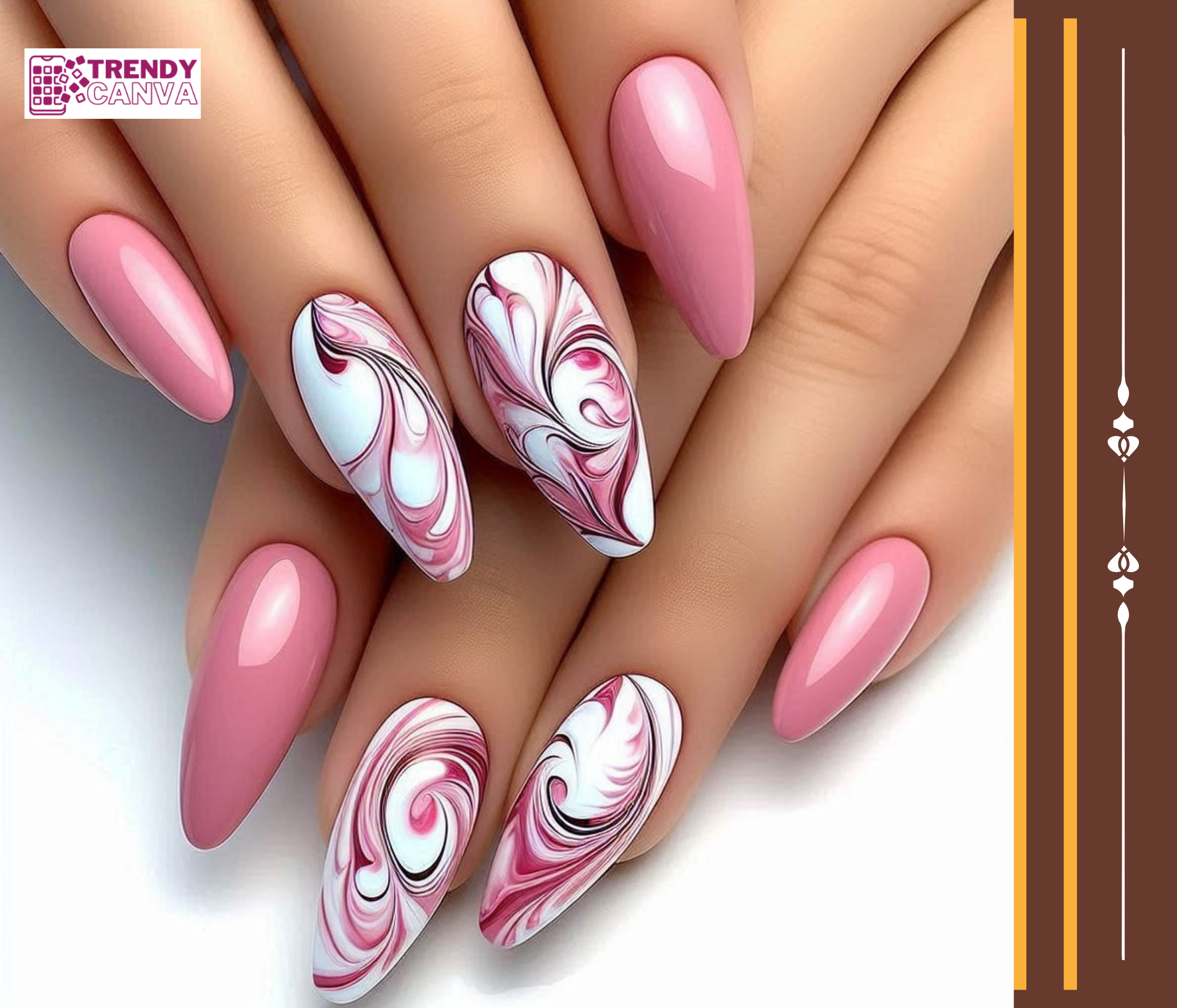 Pink and White Marble Nail Designs