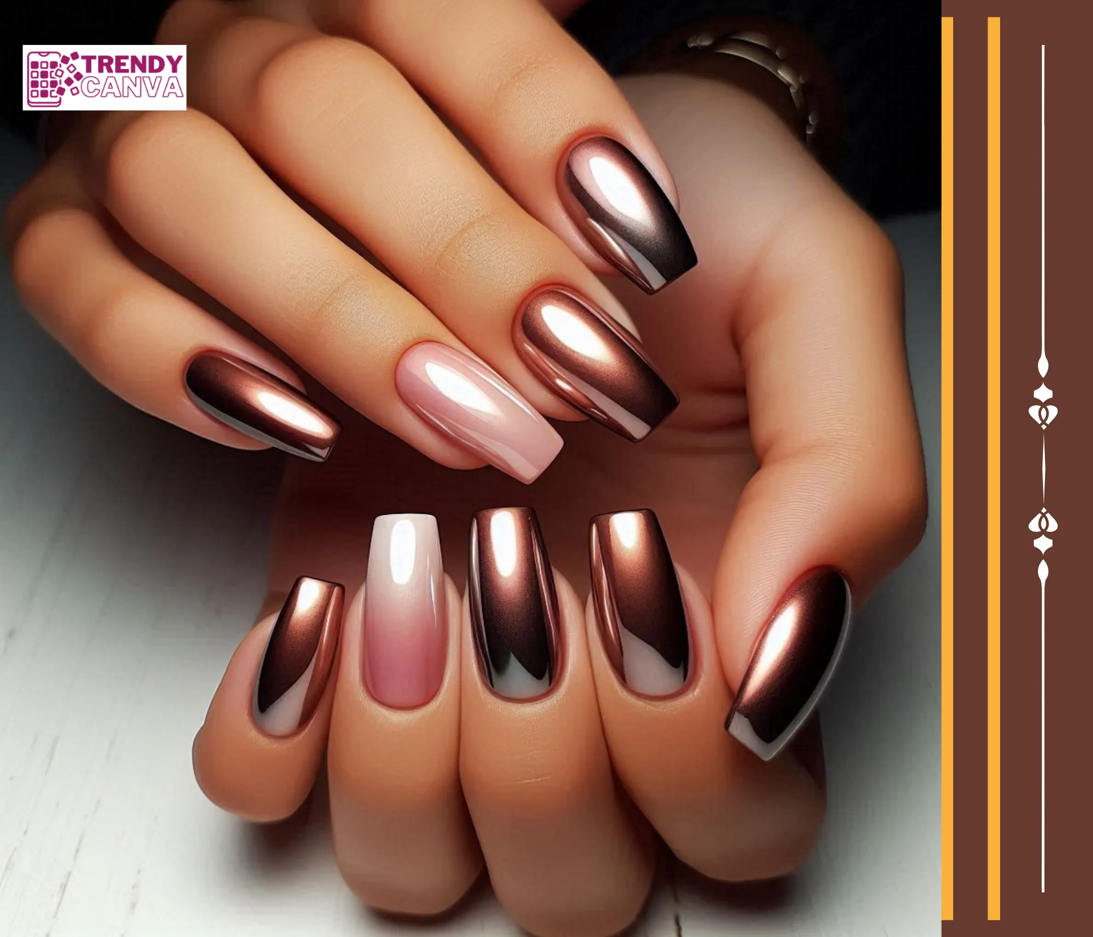 Chrome Brown Ombre Nails