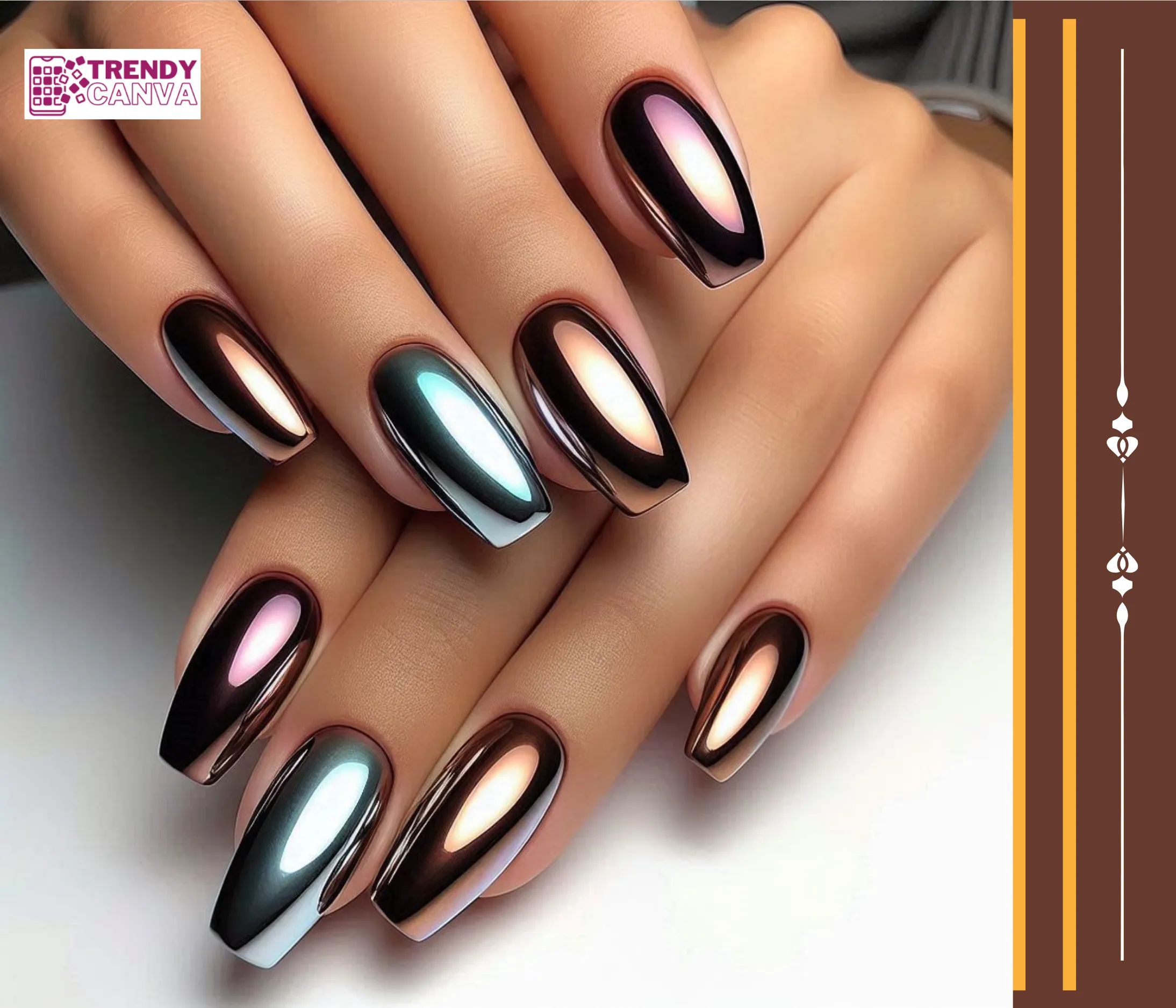 Chrome Brown Ombre Nails