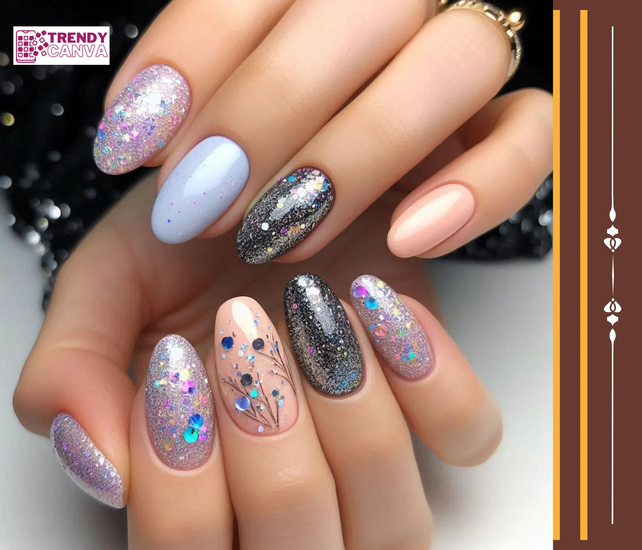 Glittering Glamour Nails