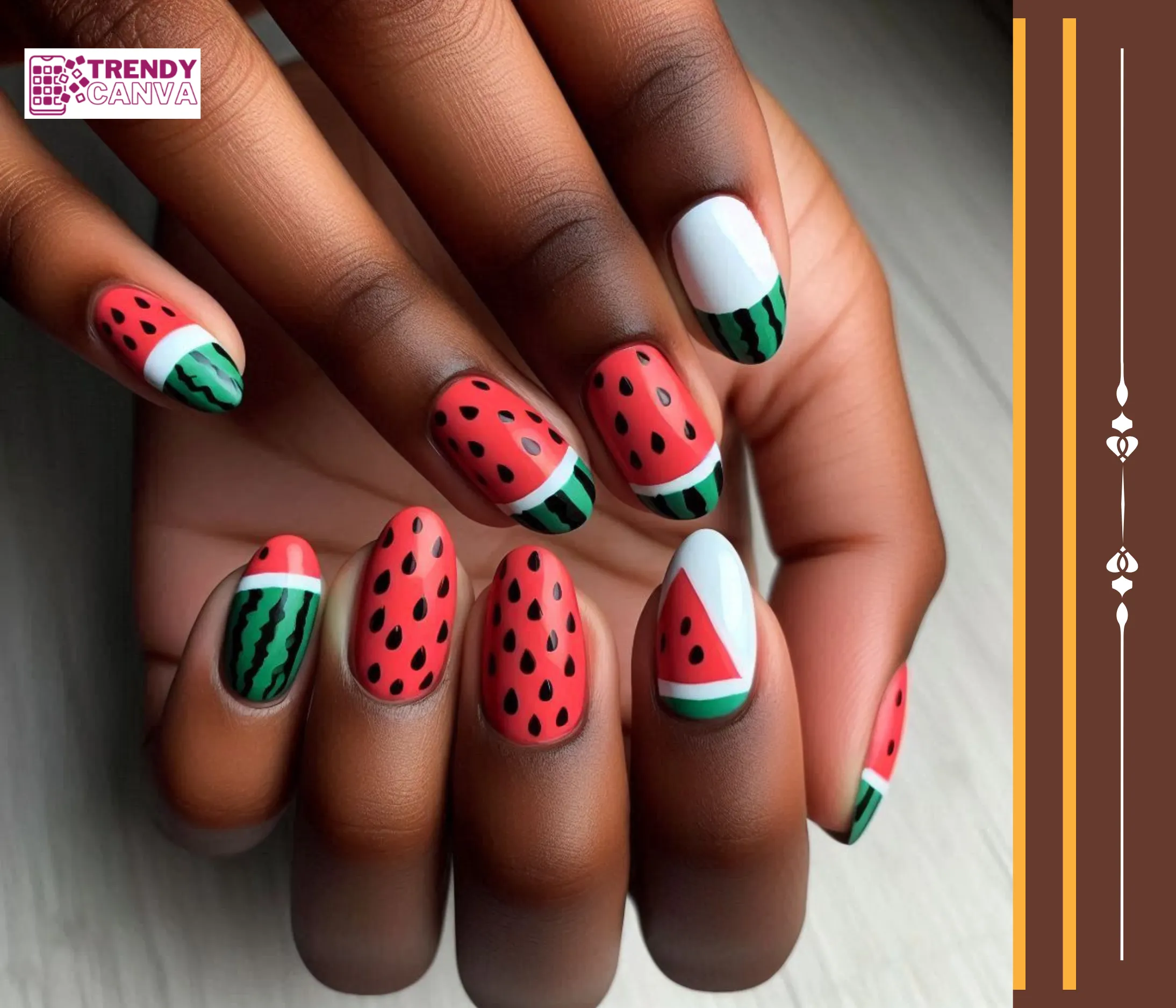 Classic Watermelon Slice Nail Designs