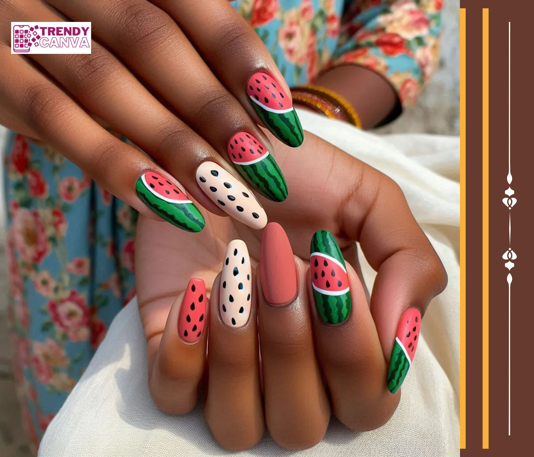 Classic Watermelon Slice Nail Designs