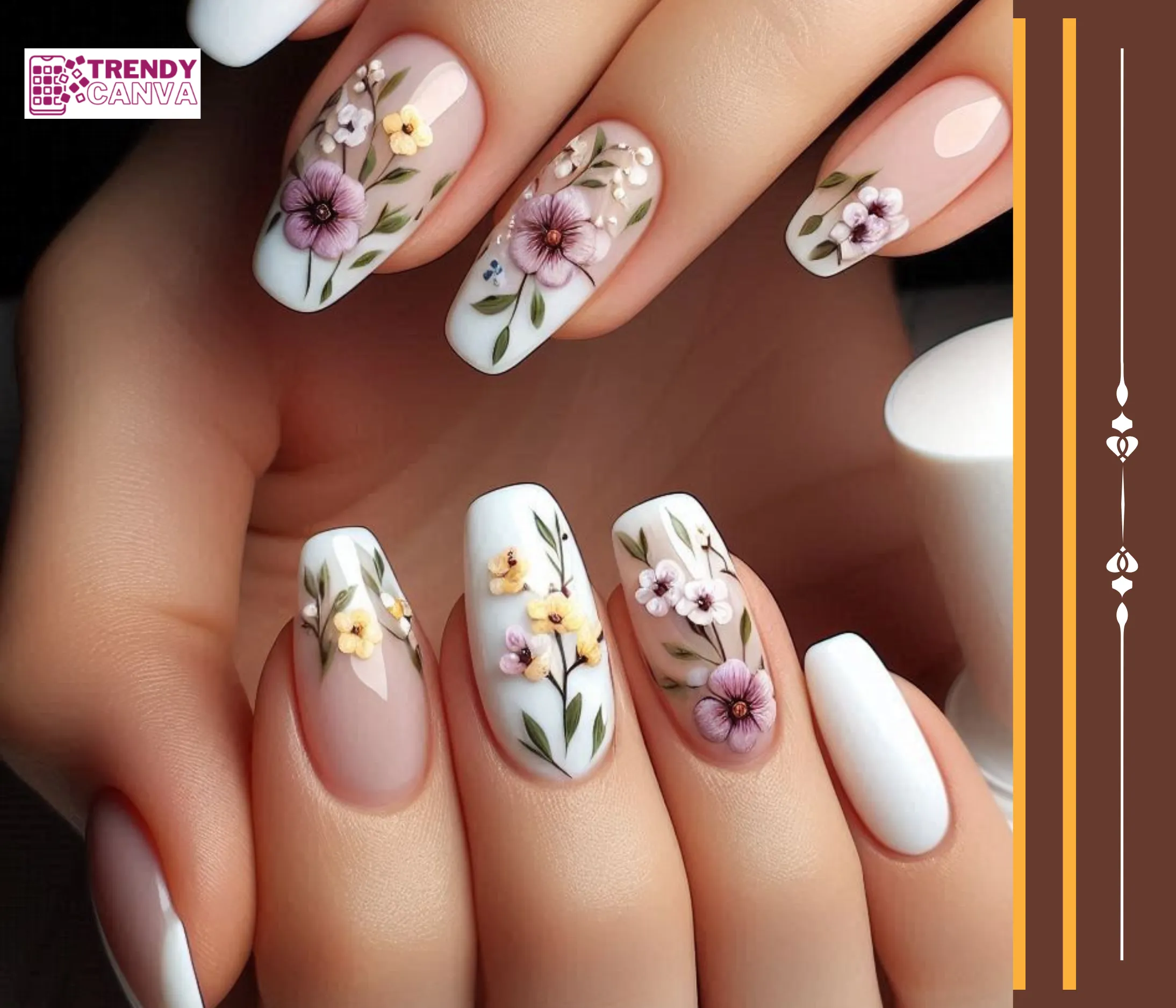 Floral Spring Almond Nail Designs for Spring