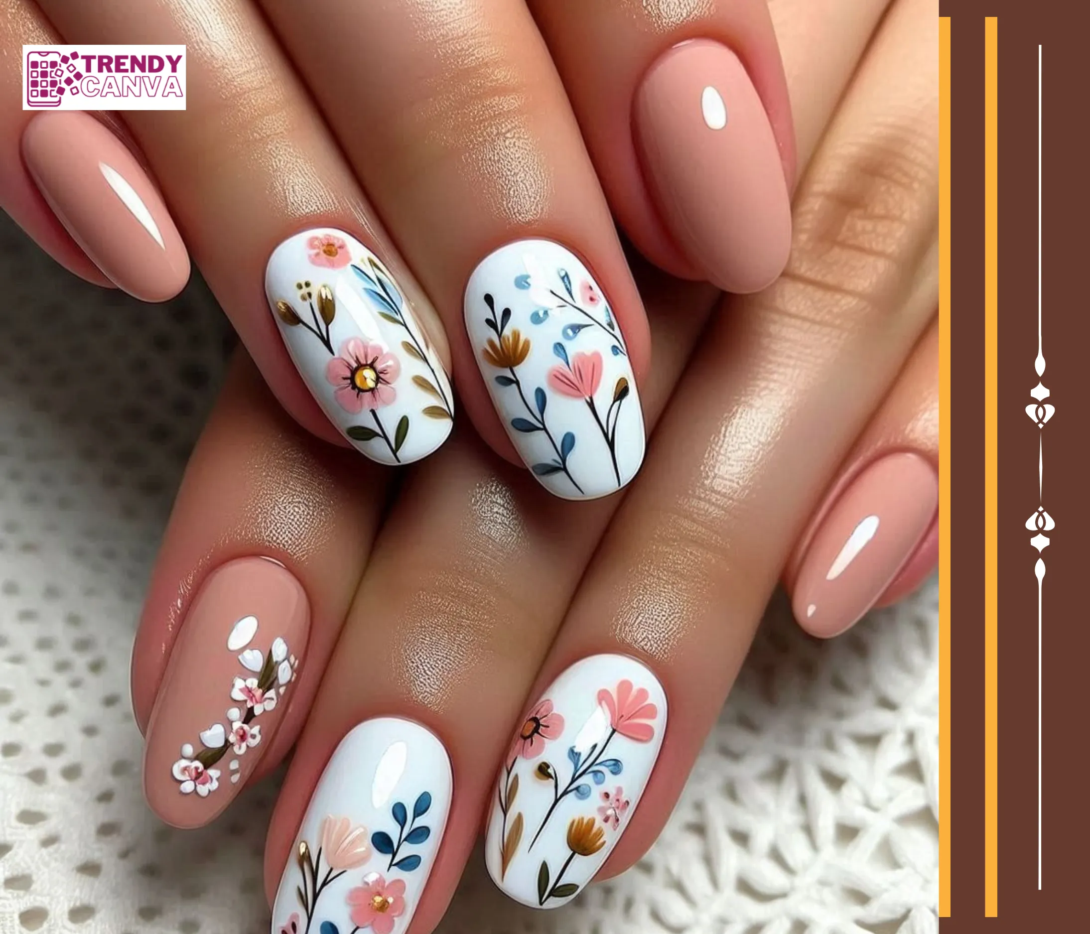 Floral Spring Almond Nail Designs for Spring