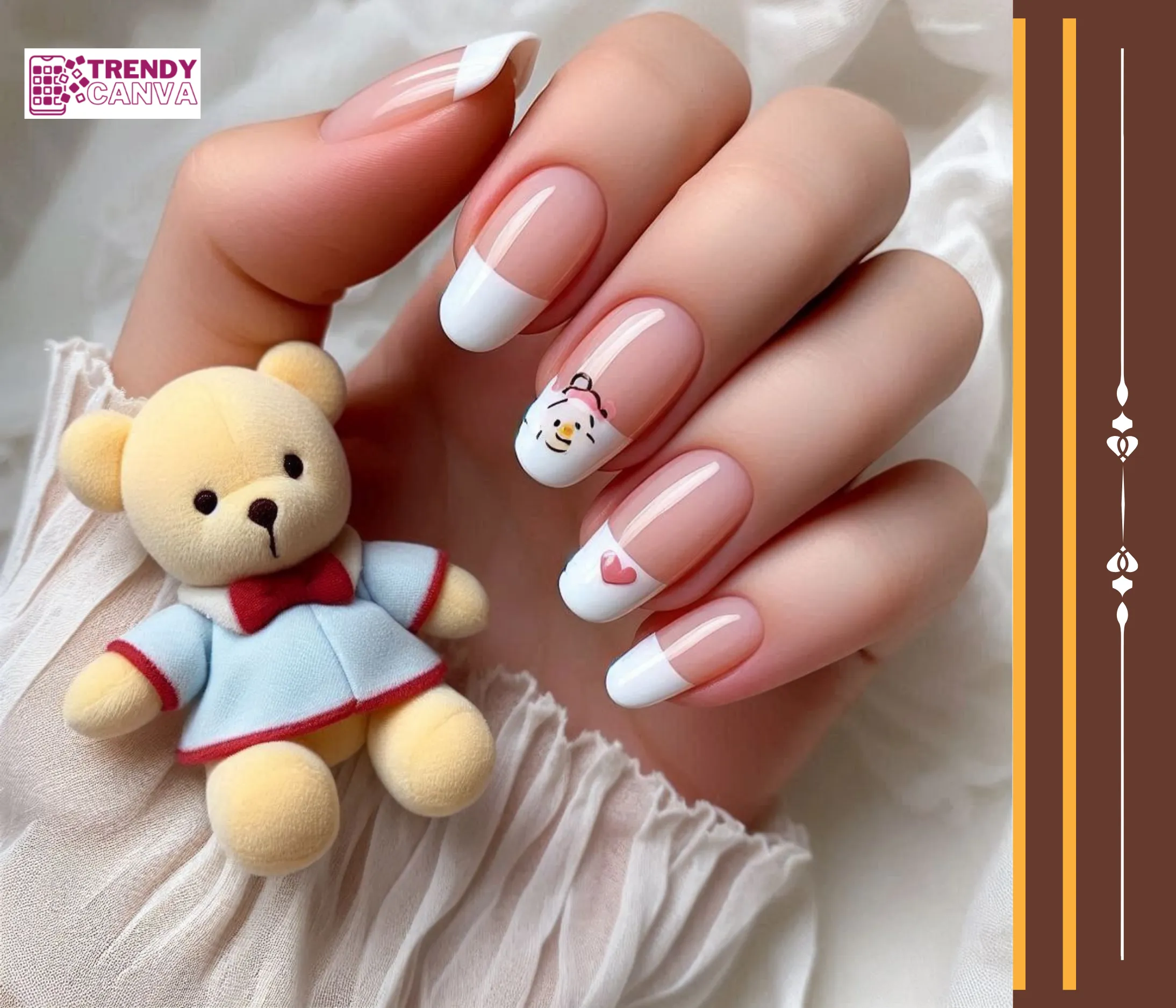 French Pooh Tip Nails