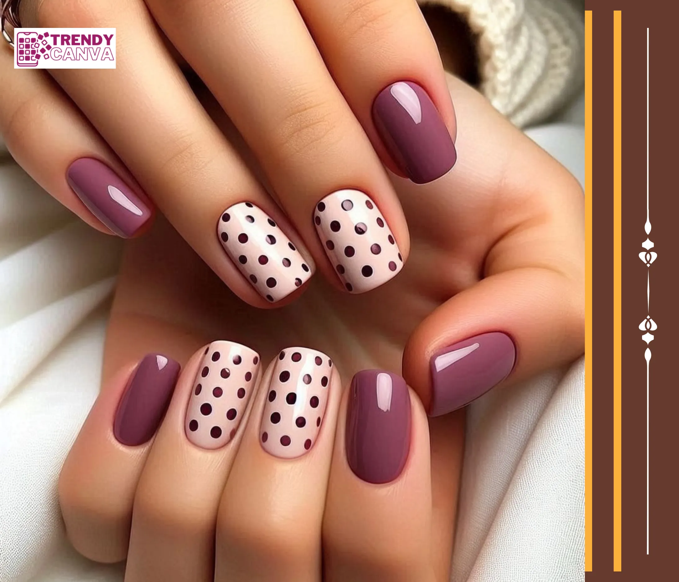 Plum Polka Dots Nails