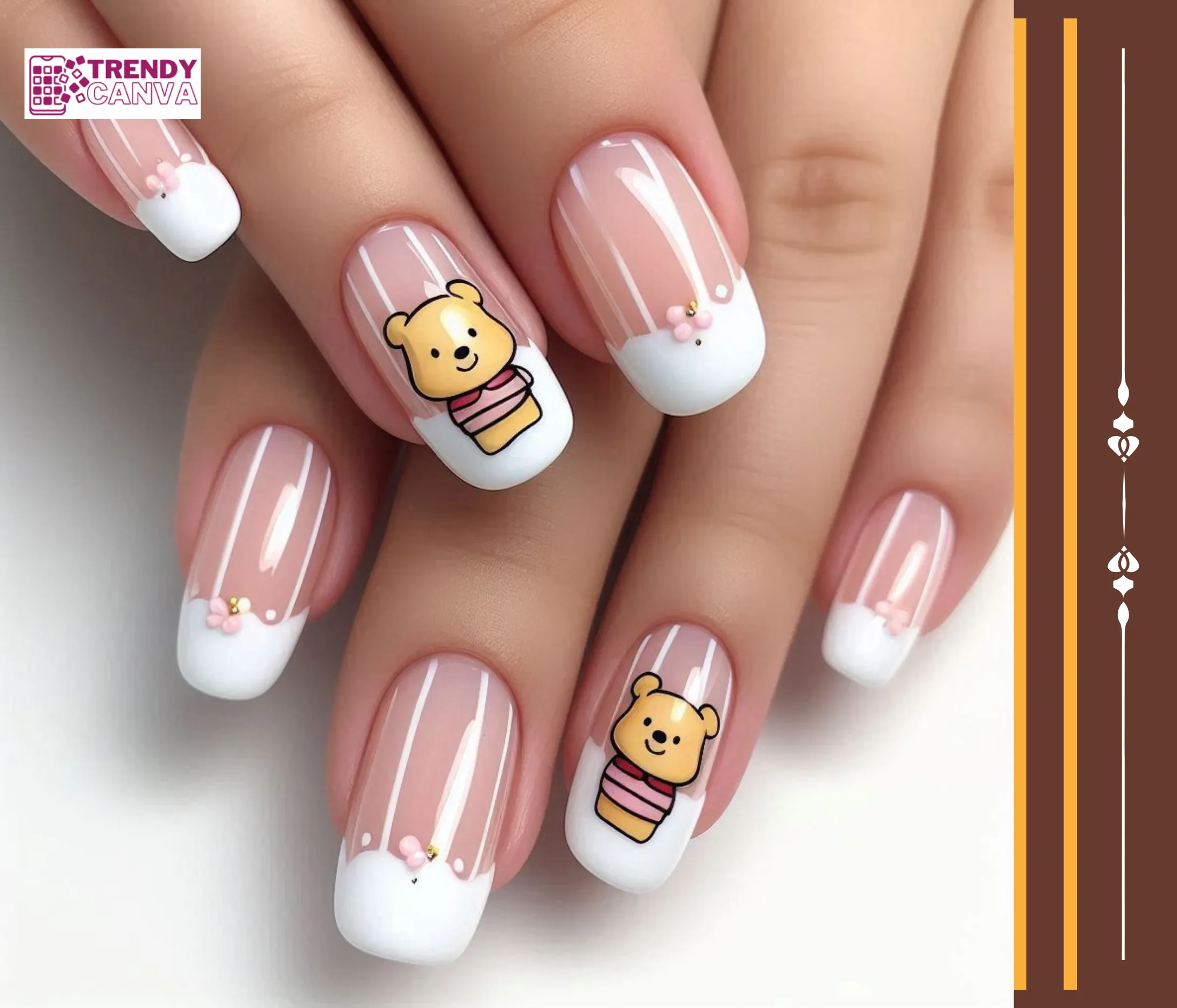 French Pooh Tip Nails