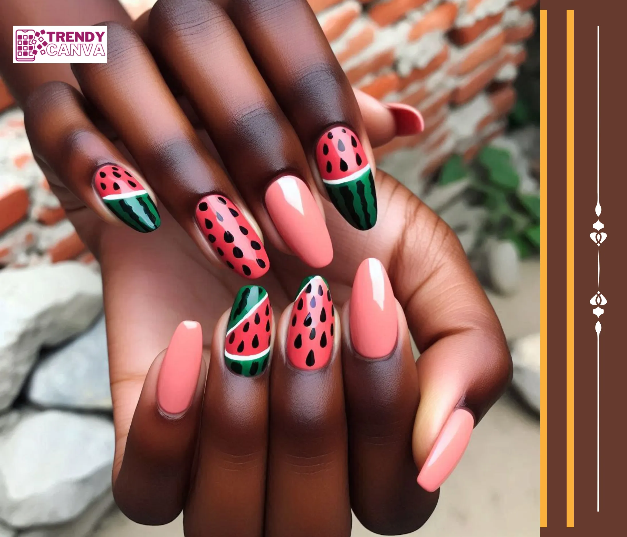 Mismatched Watermelon Nails