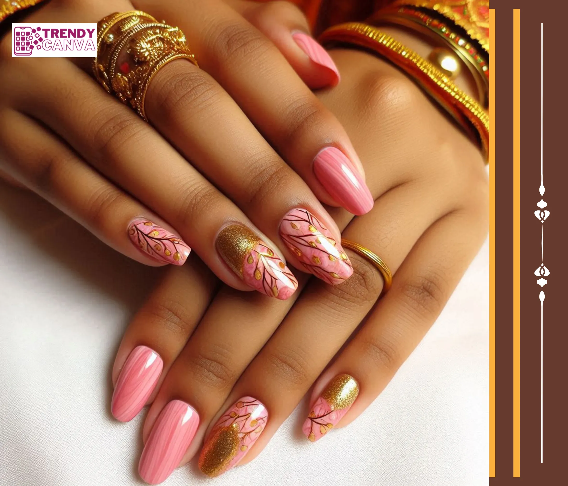 Pink and Gold Marble Nail Designs