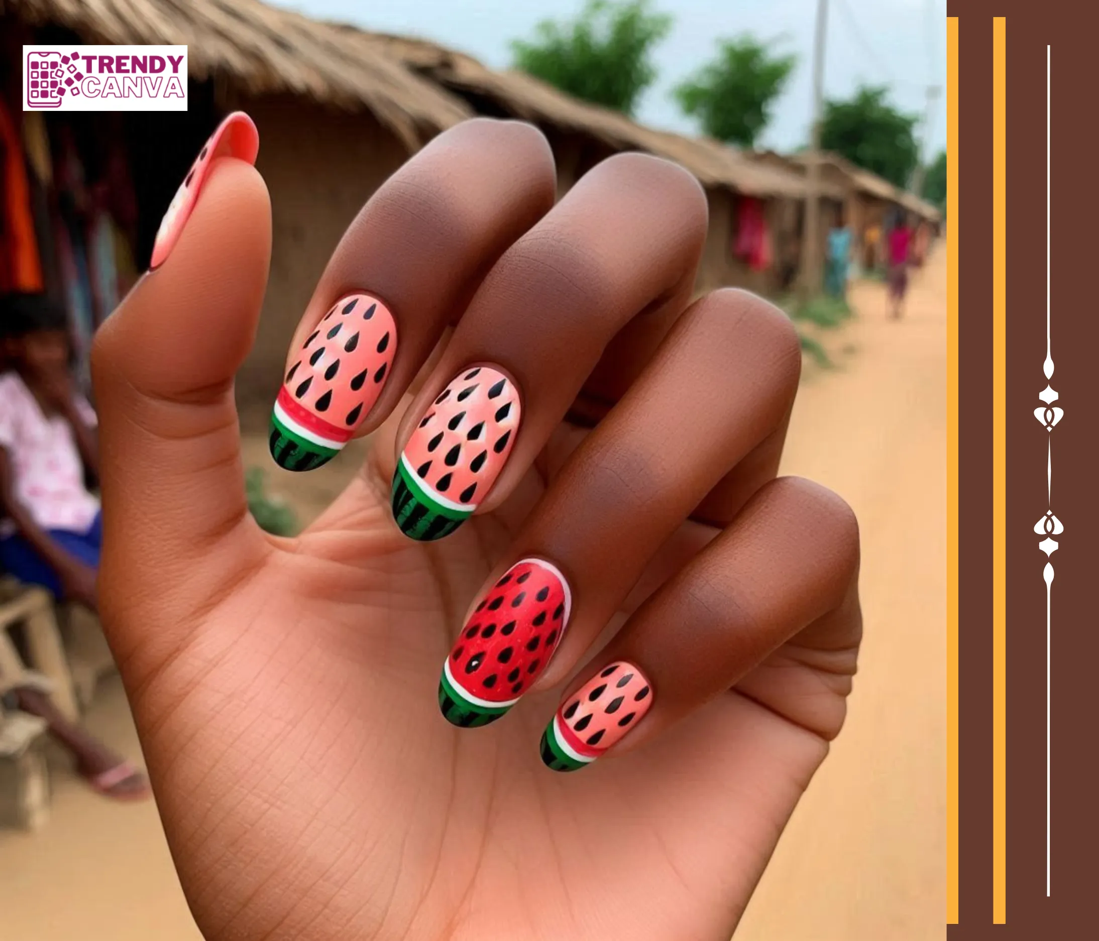 Mismatched Watermelon Nails