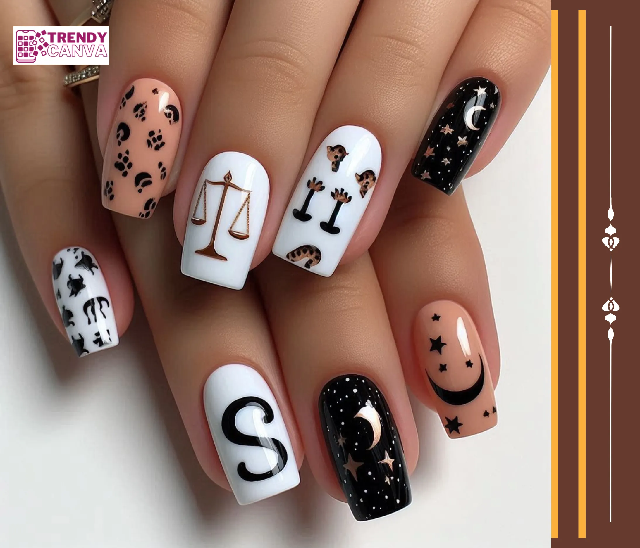 Libra & Animal Print Nail Designs