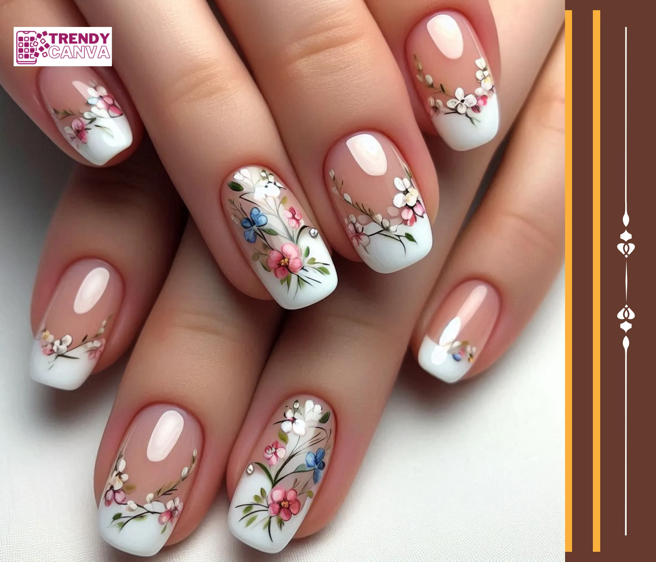 French with a Flowery Twist Nails