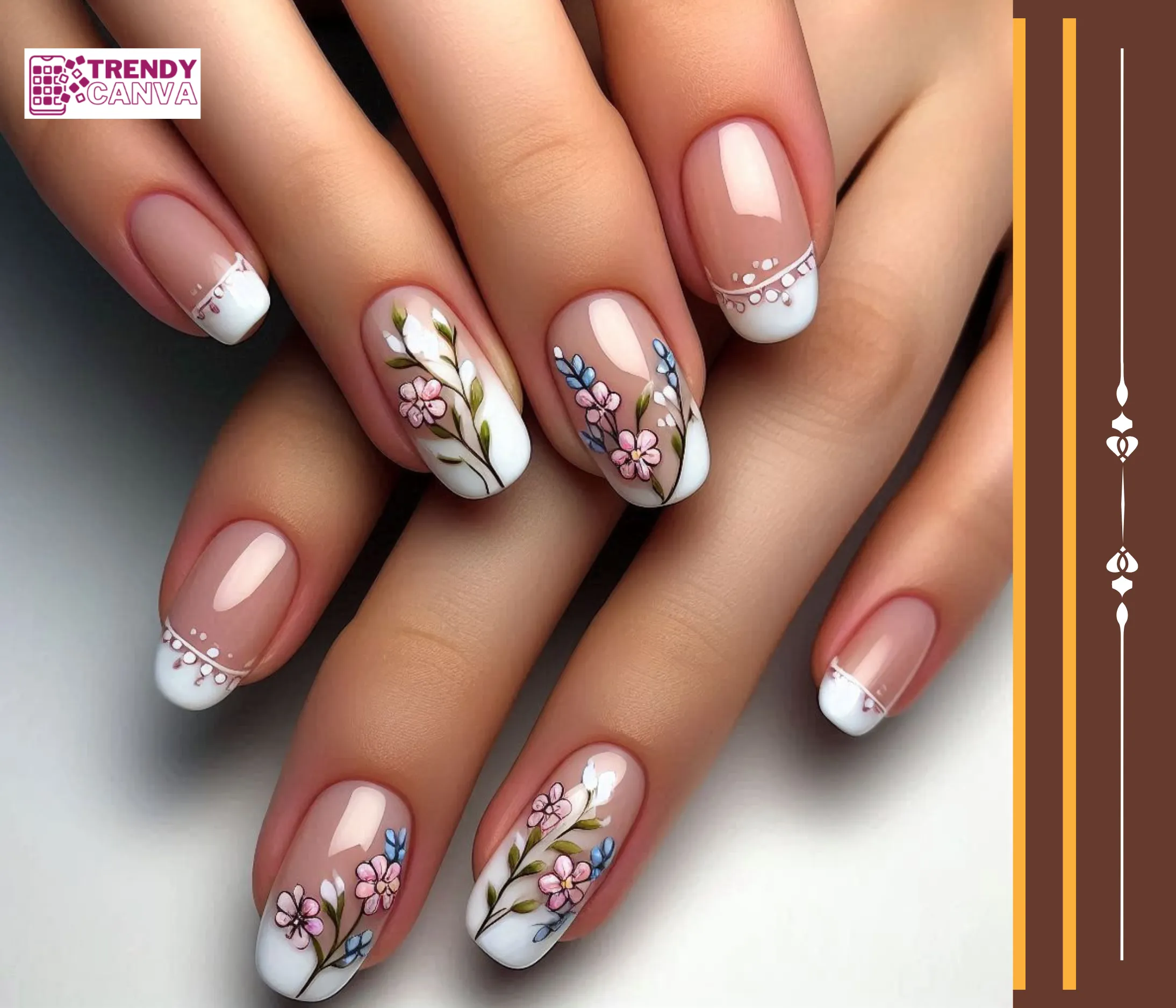 French with a Flowery Twist Nails