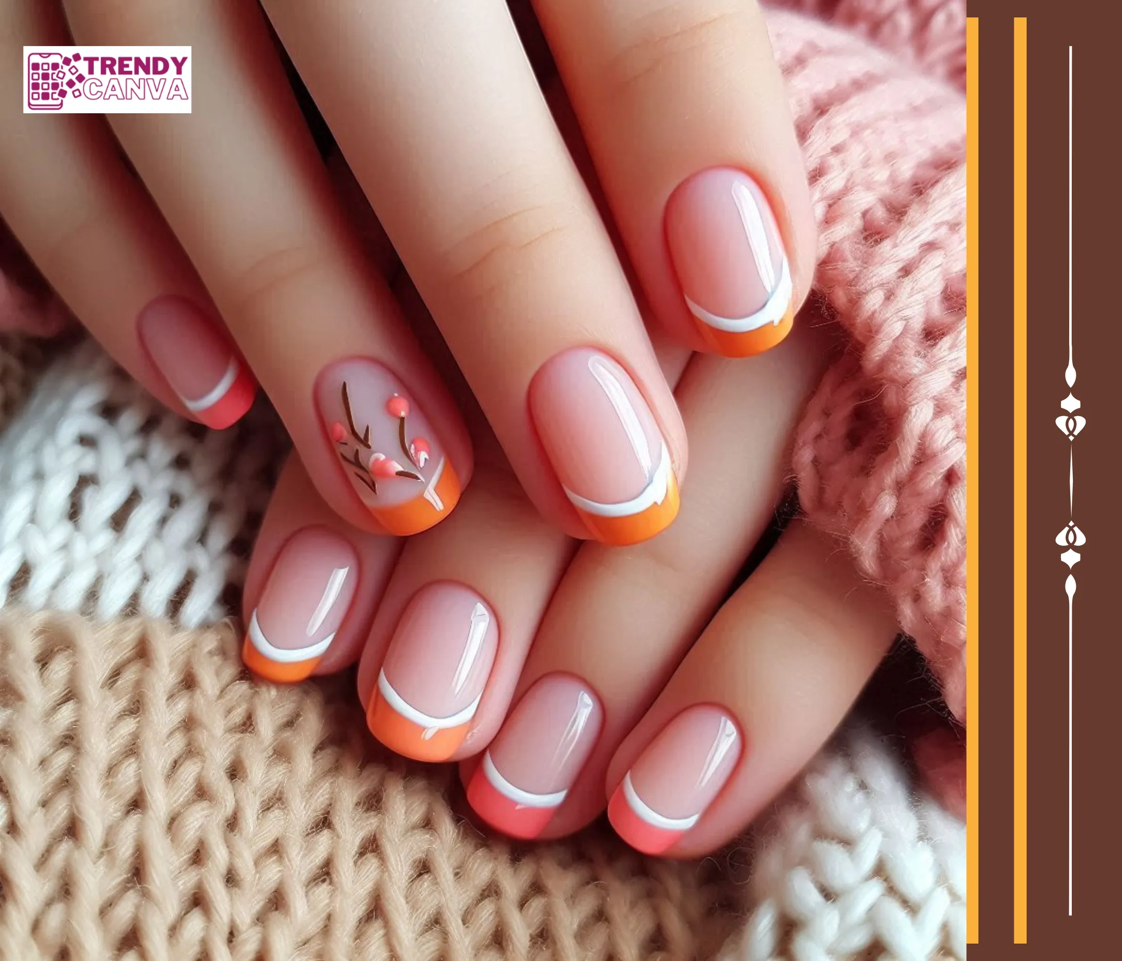 Pink & Orange French Nail Designs