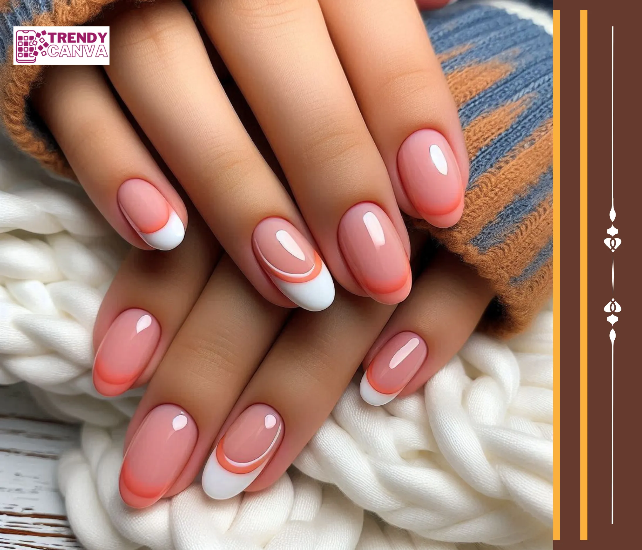 Pink & Orange French Nail Designs