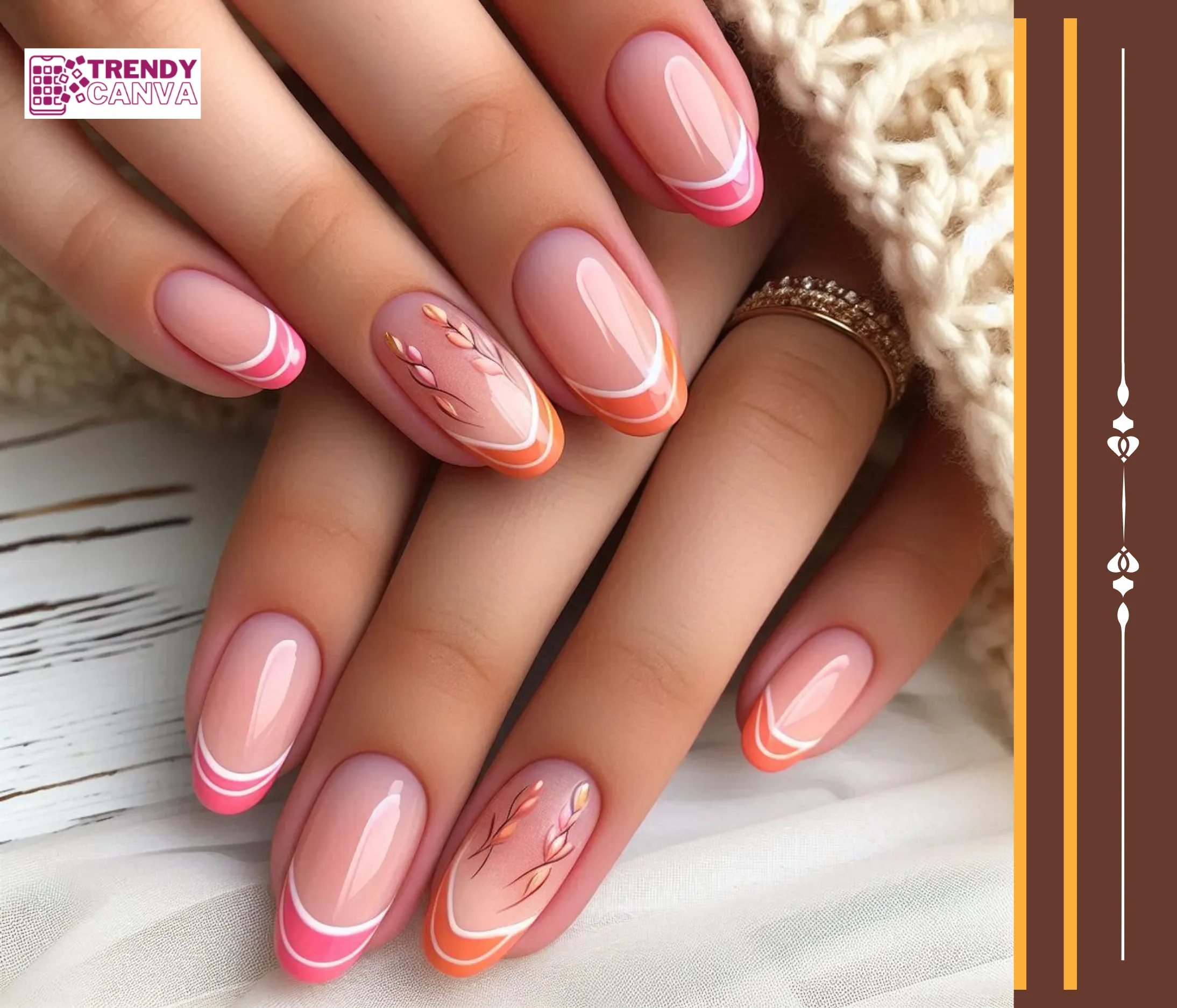 Pink & Orange French Nail Designs