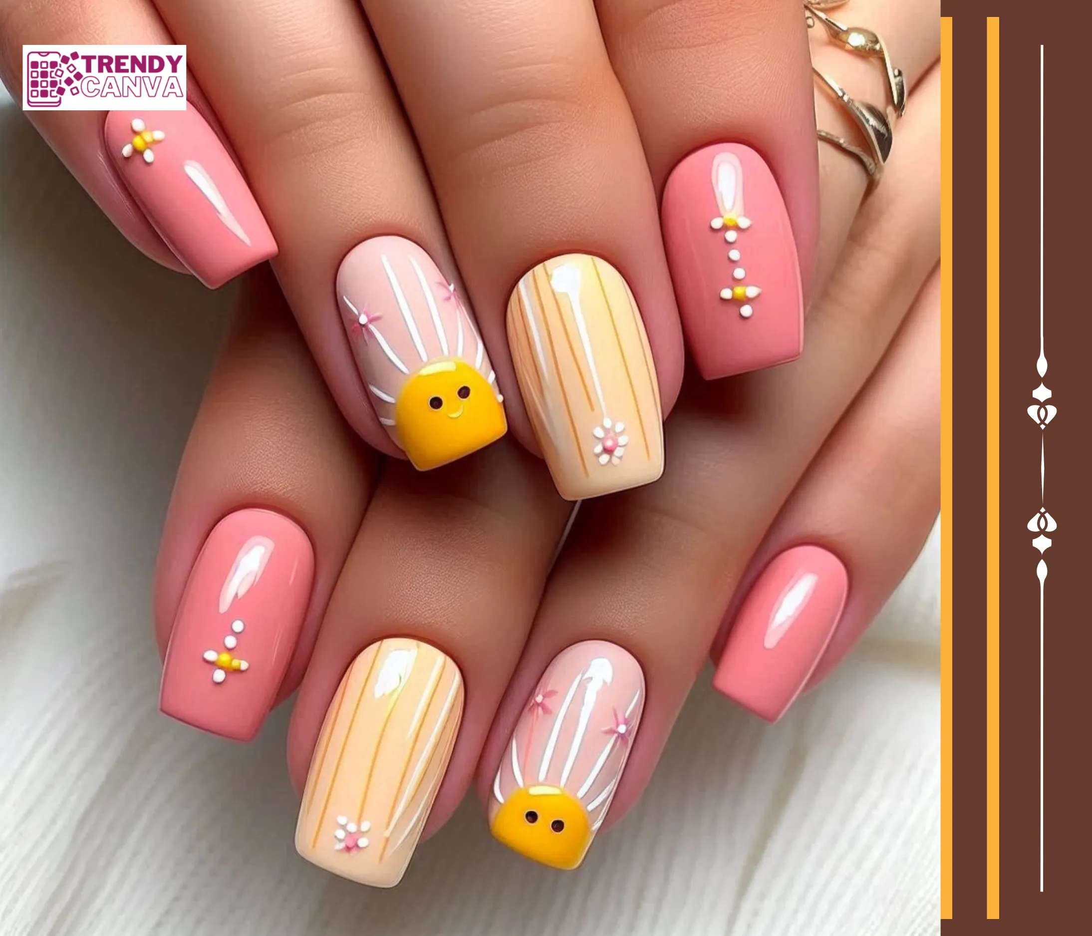 Pink & Yellow Sunshine Nails