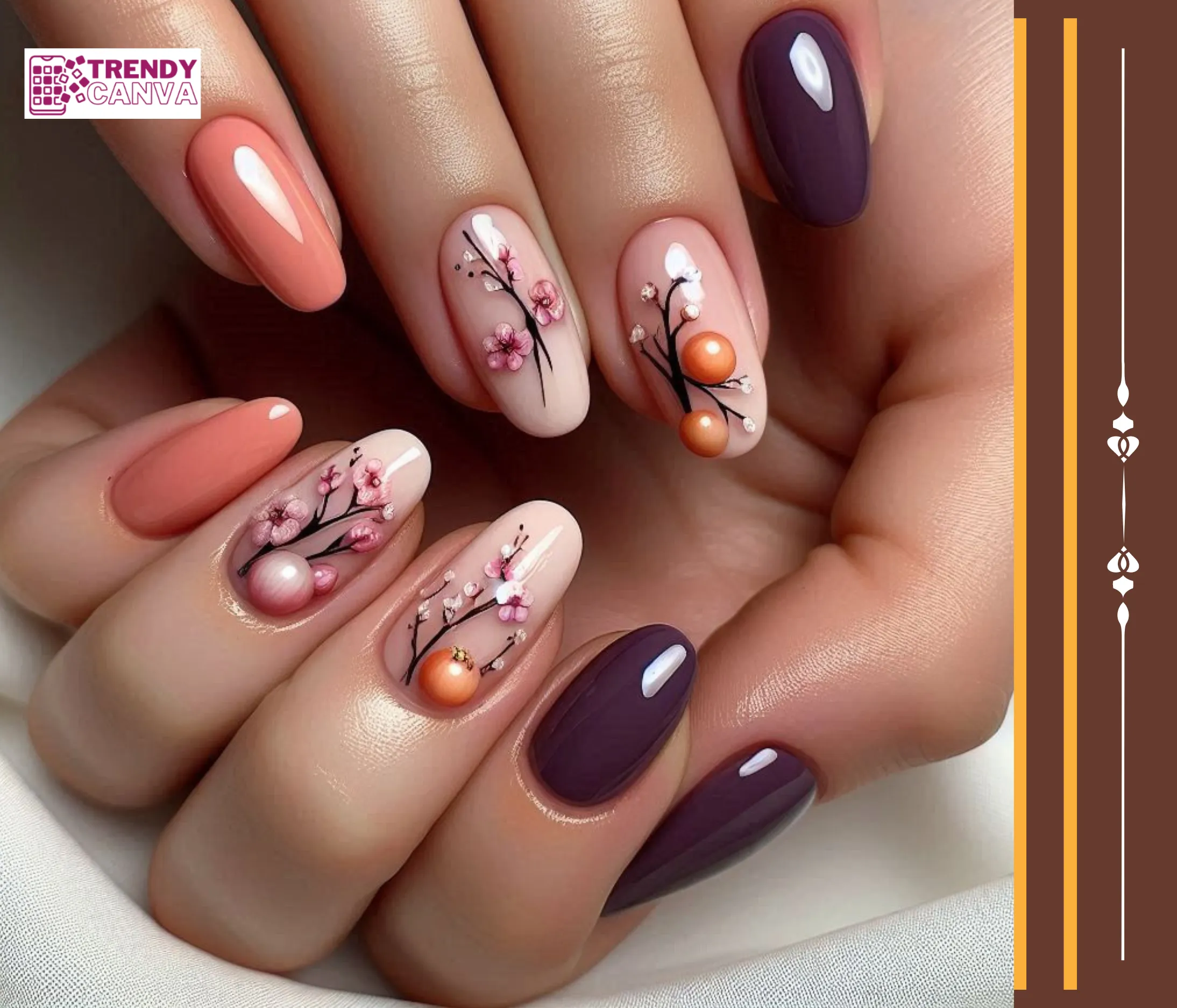 Plum & Peach Nails for Spring