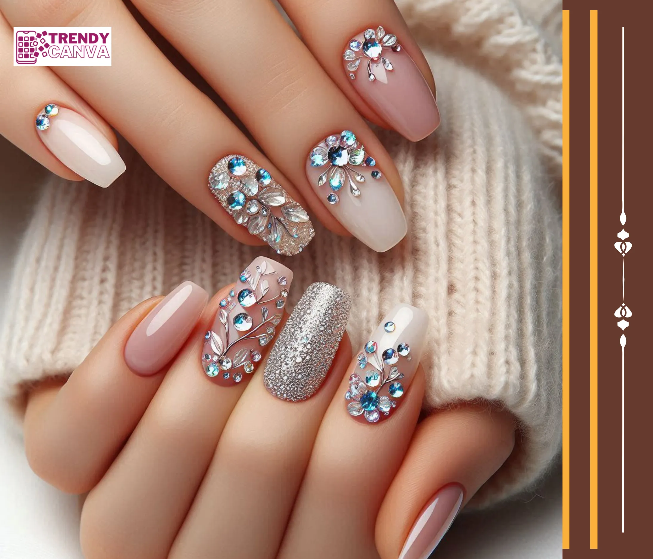 Rhinestone Elegant Trendy Almond Nail Designs Nails