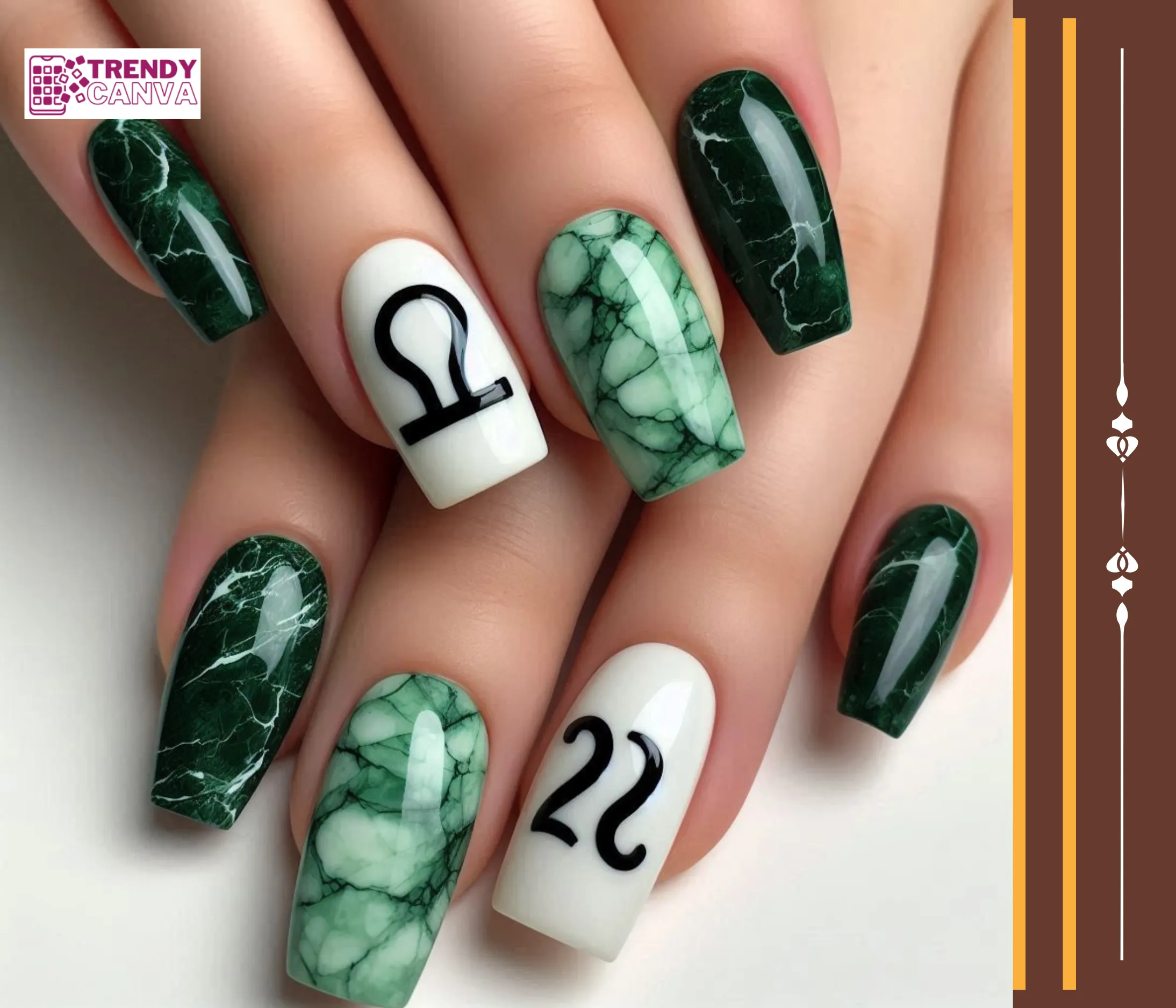 Earthy Harmony Green Marble Nail Ideas