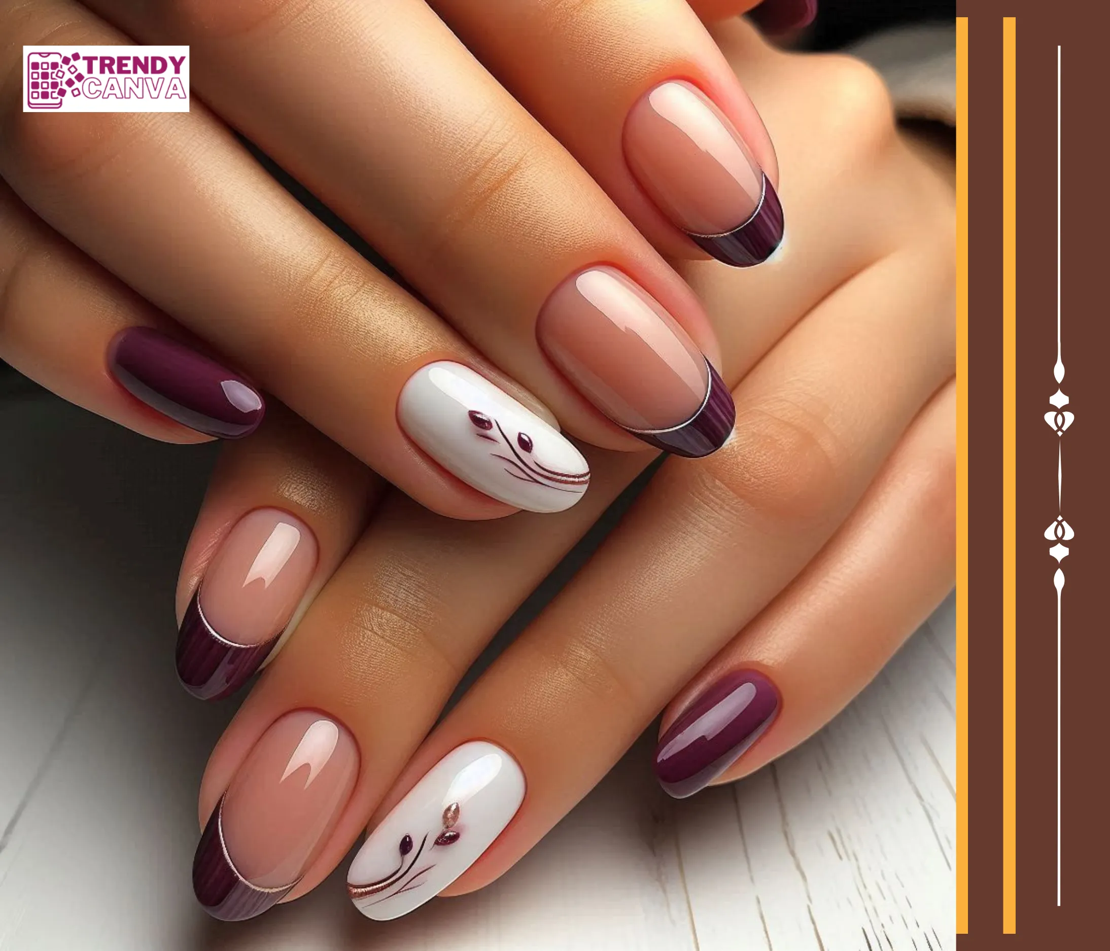 French Manicure with a Plum Twist Nails