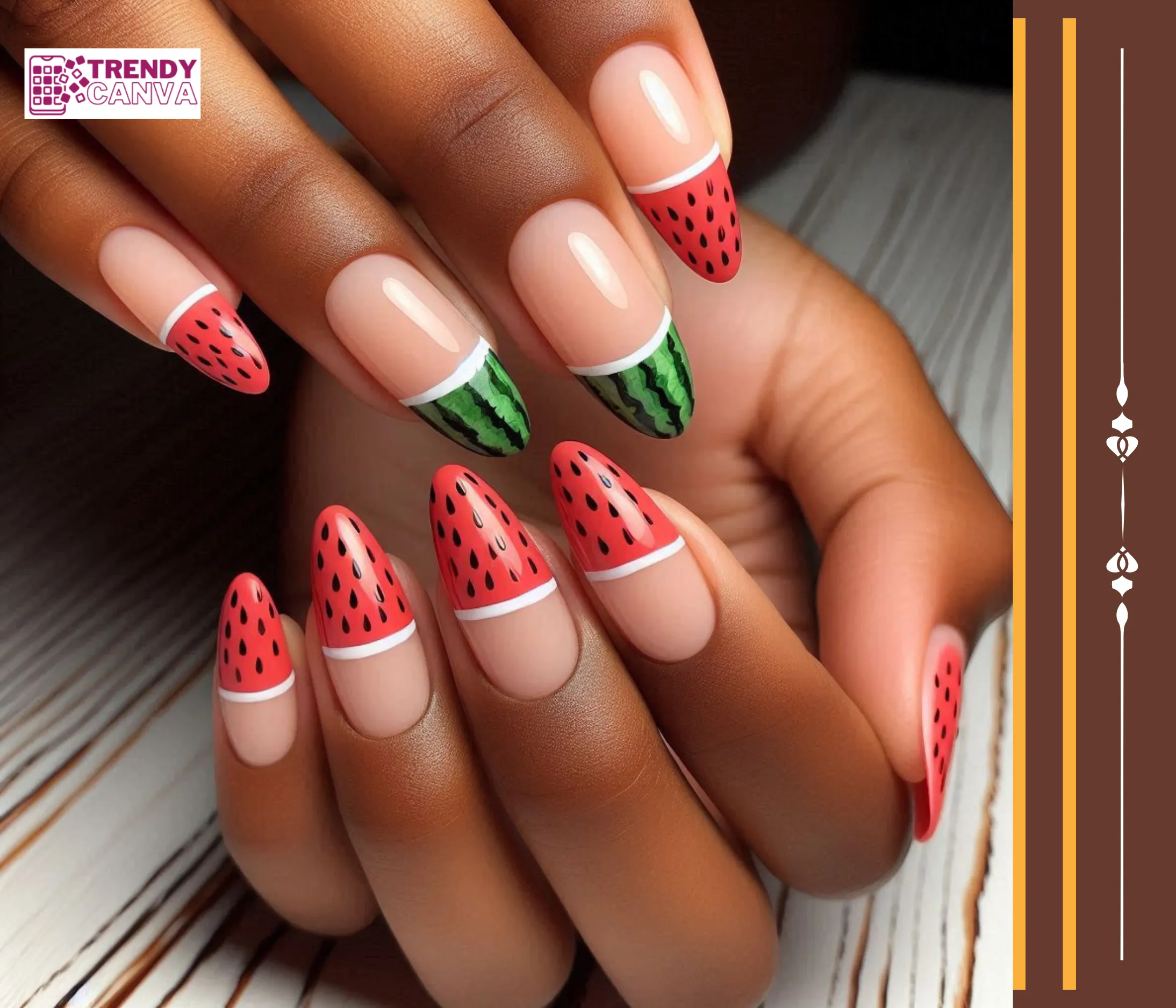 Watermelon French Tip Nail Designs