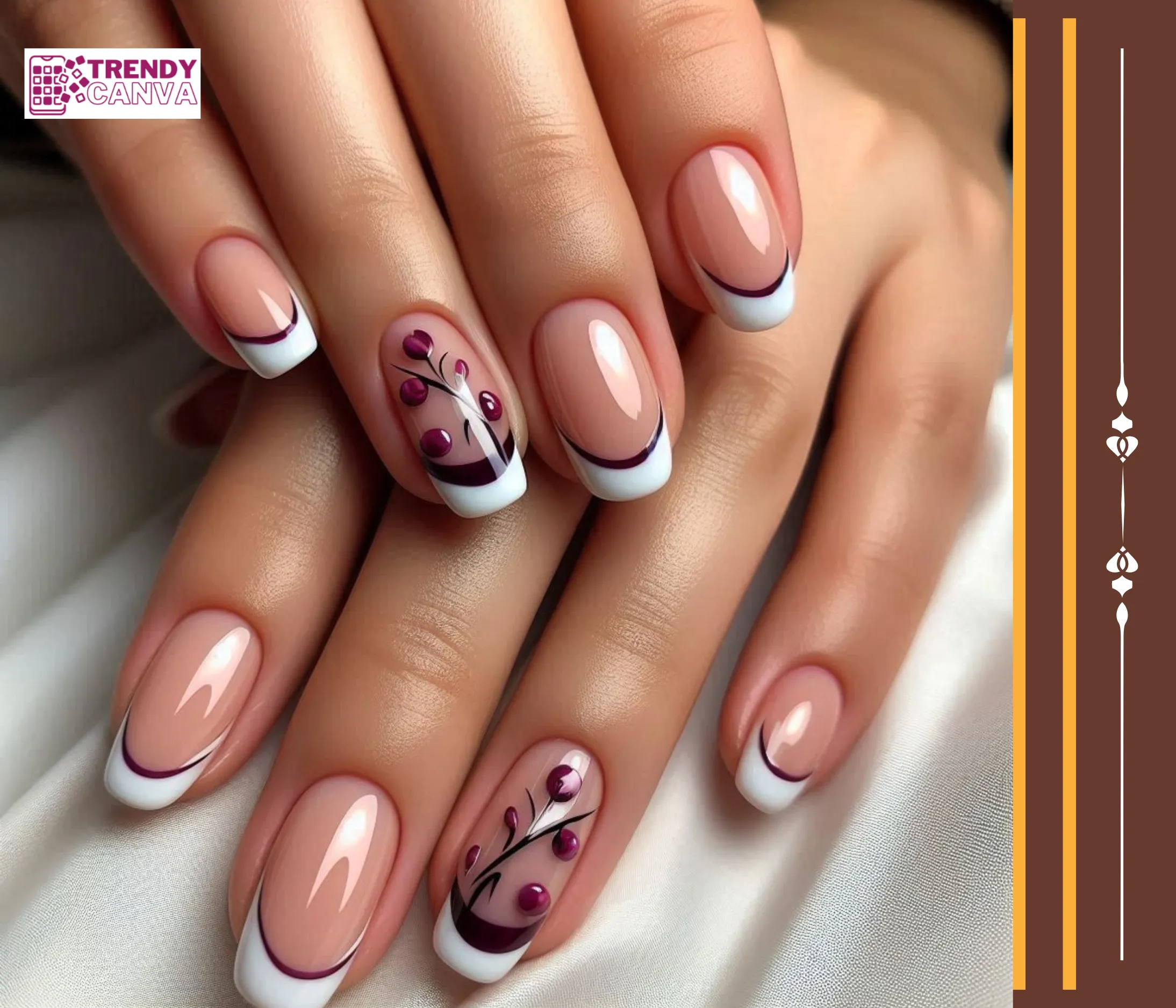 French Manicure with a Plum Twist Nails